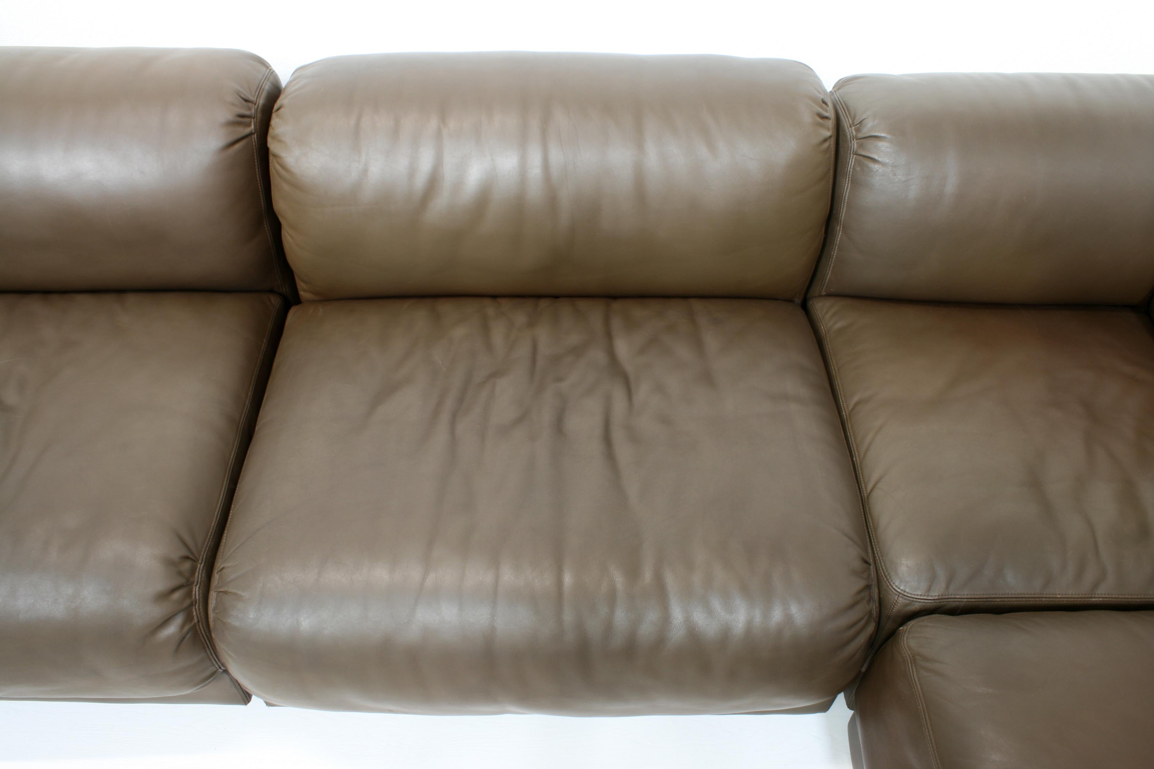 Bermuda Modular Sectional Leather Sofa by Heiner Gölz fr Durlet, 1970s, Set of 5 For Sale 4