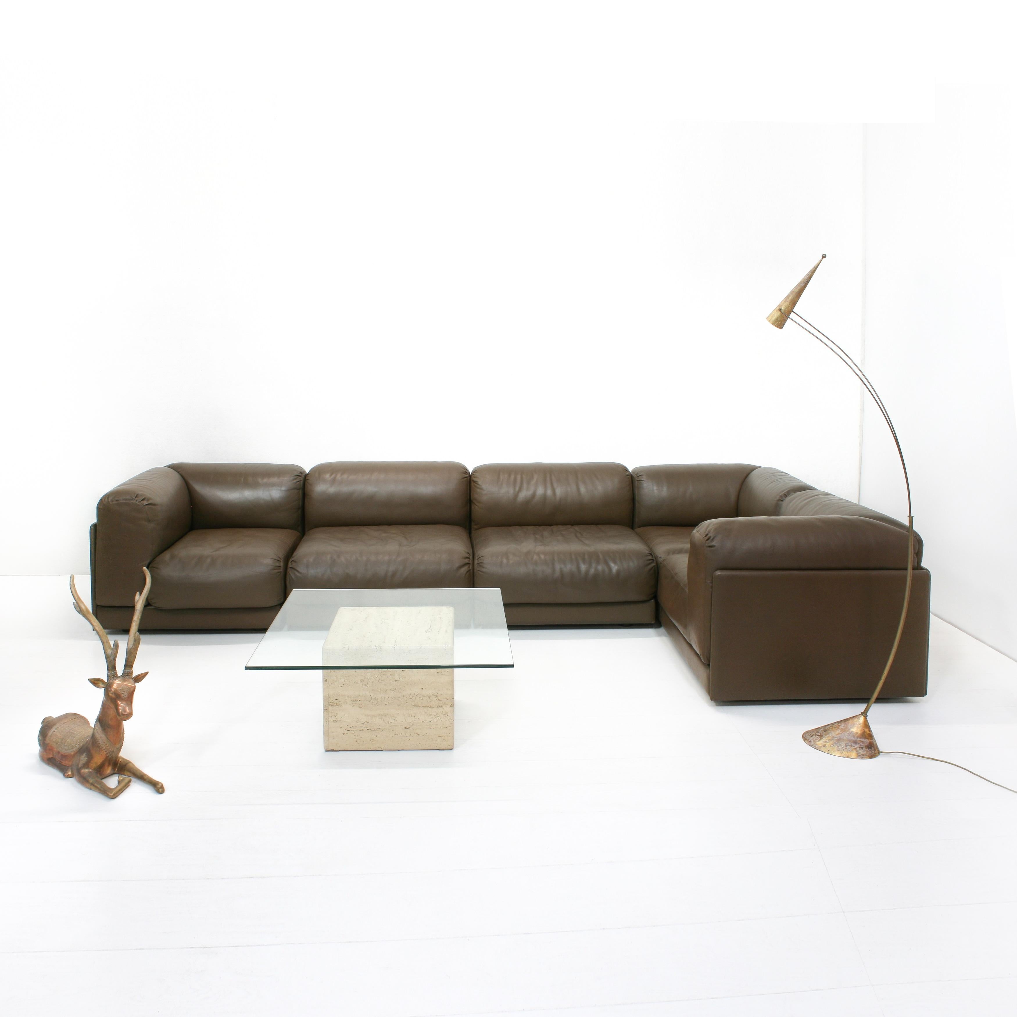 Mid-Century Modern Bermuda Modular Sectional Leather Sofa by Heiner Gölz fr Durlet, 1970s, Set of 5 For Sale