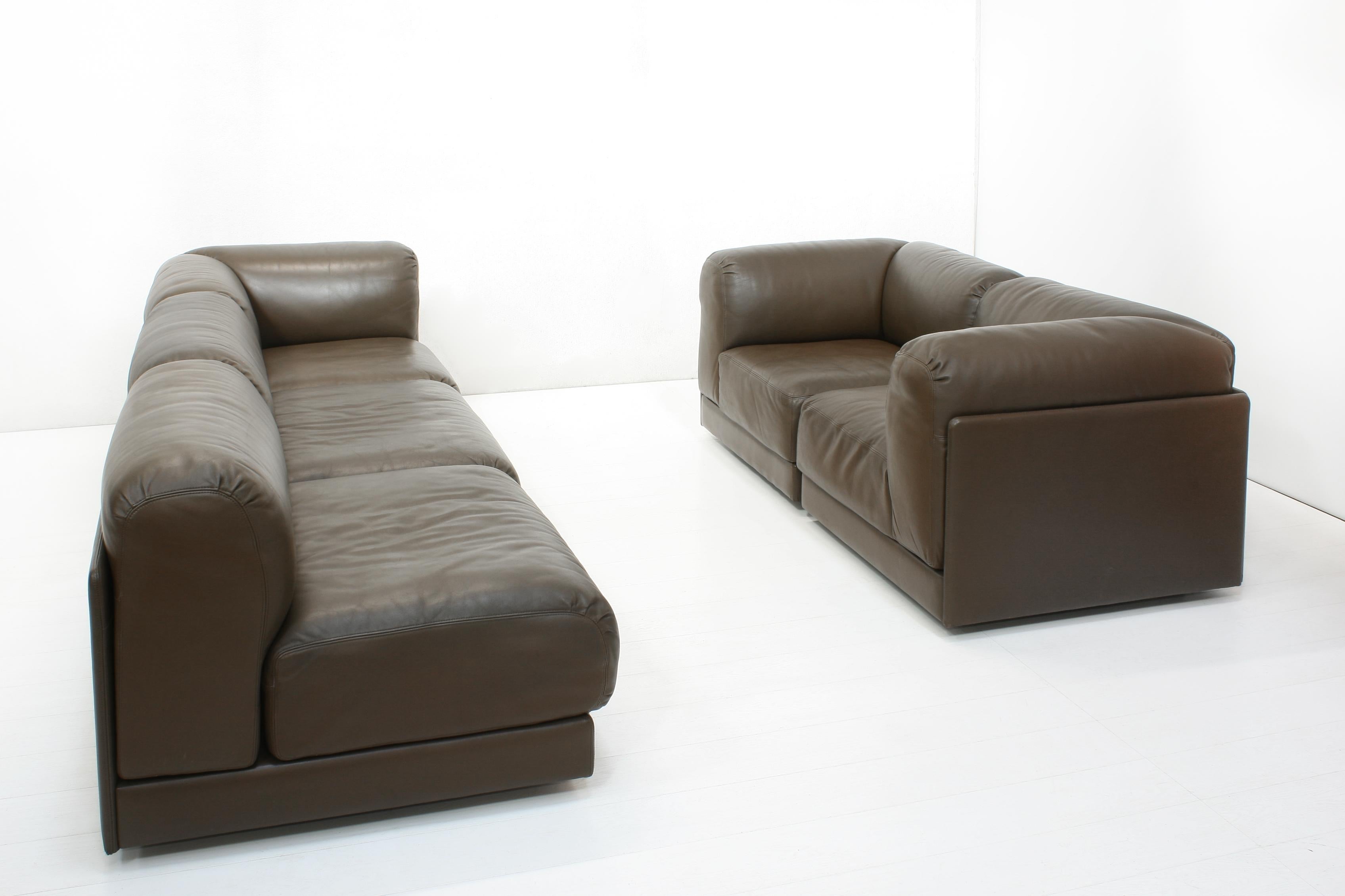 Bermuda Modular Sectional Leather Sofa by Heiner Gölz fr Durlet, 1970s, Set of 5 For Sale 1