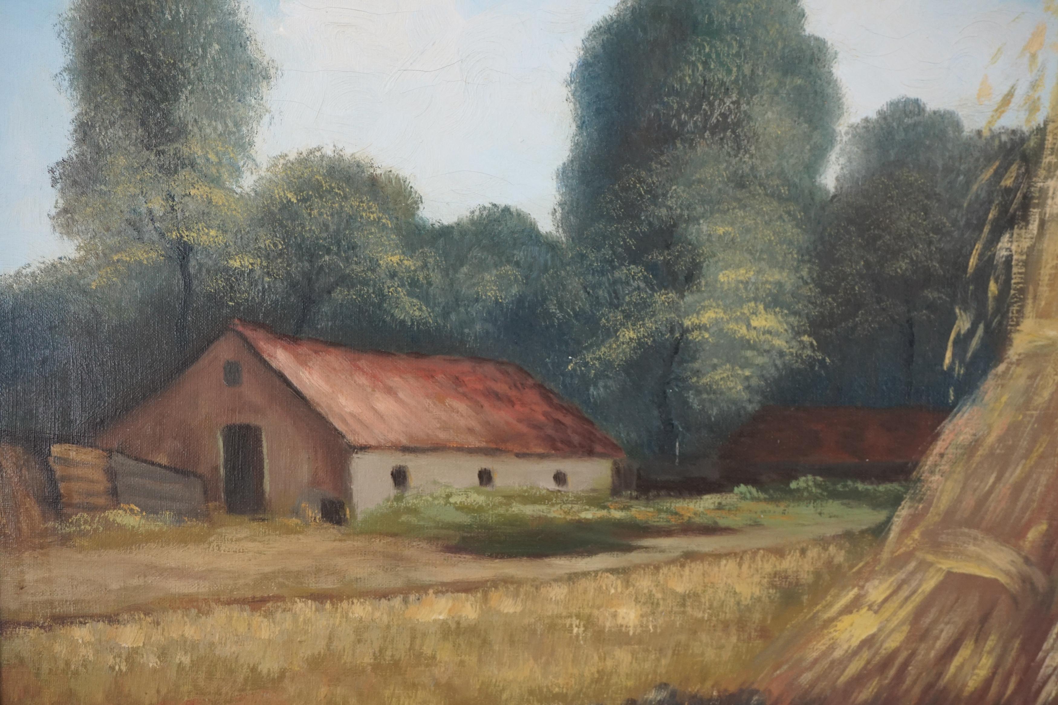 Nach der Ernte - Landschaft in Öl auf Leinwand aus der Mitte des Jahrhunderts (Impressionismus), Painting, von Bern Burger