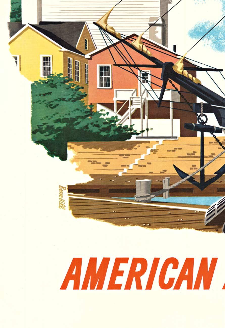 Originales Vintage-Reiseplakat „New England American Airlines“ (Amerikanische Moderne), Print, von Bern Hill