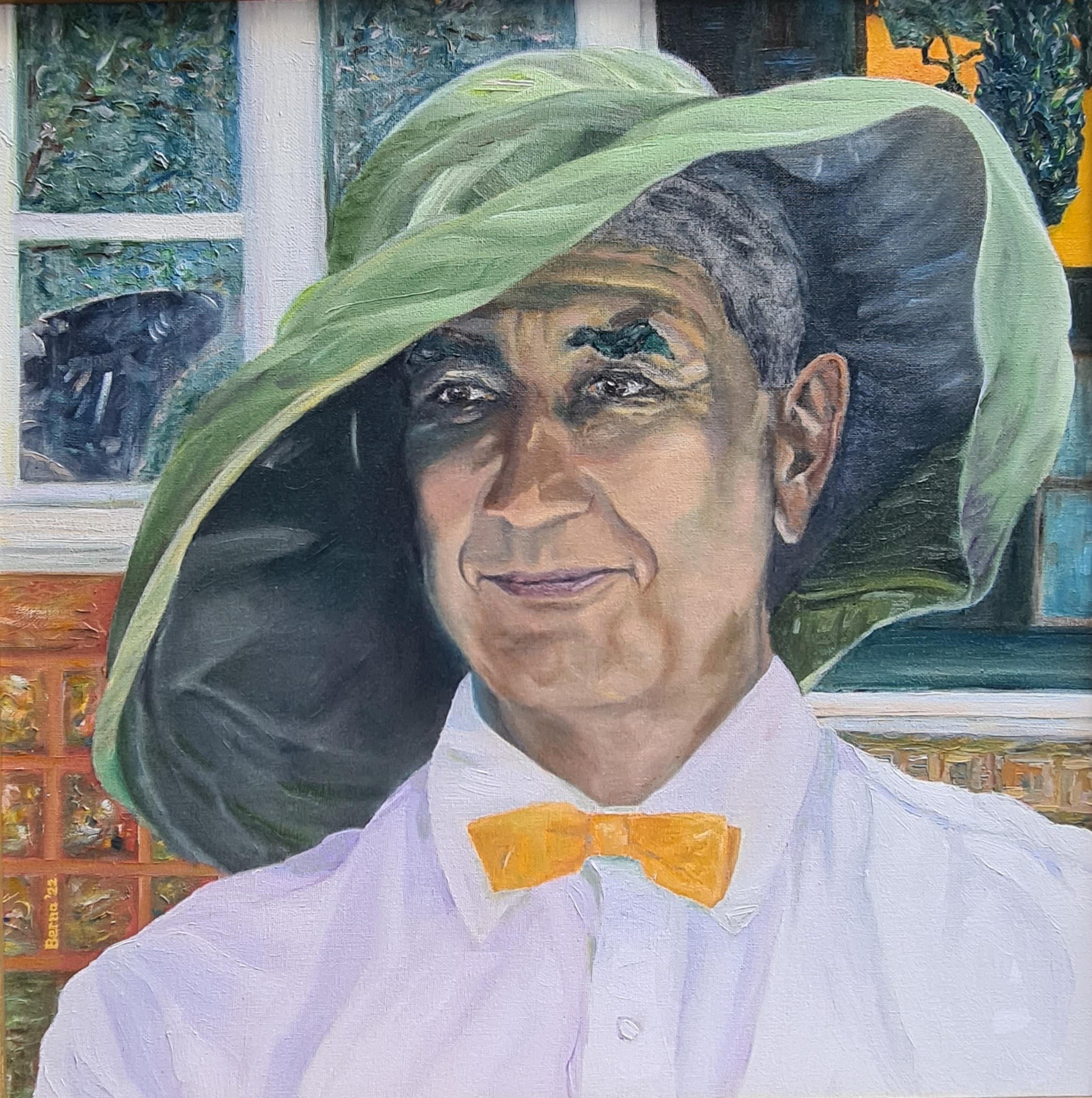 Marc, Portrait in Landscape, Contemporary Oil on Linen Board 