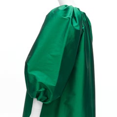 BERNADETTE green puff sleeves scoop neck raglan balloon midi dress IT36 XXS