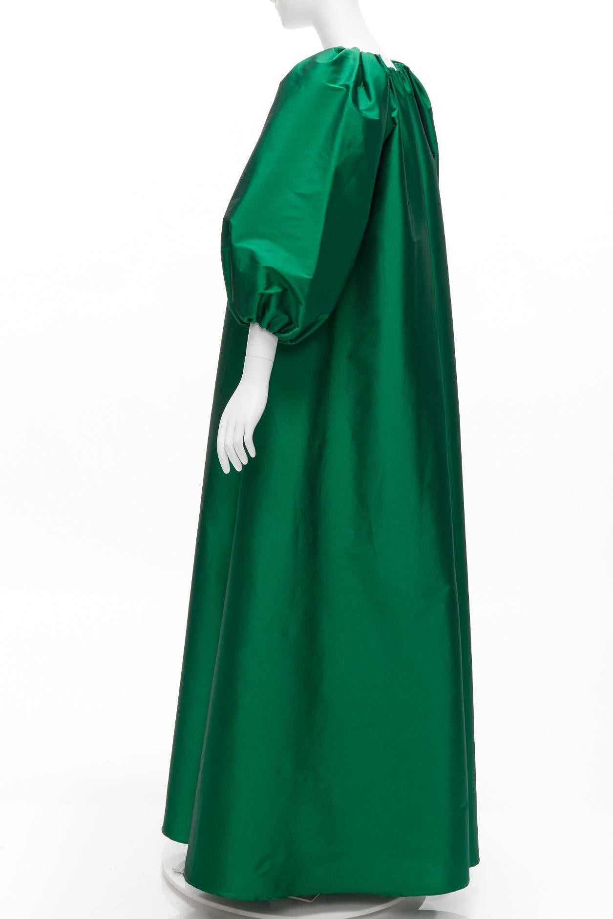 BERNADETTE green puff sleeves scoop neck raglan balloon midi dress IT36 XXS 2