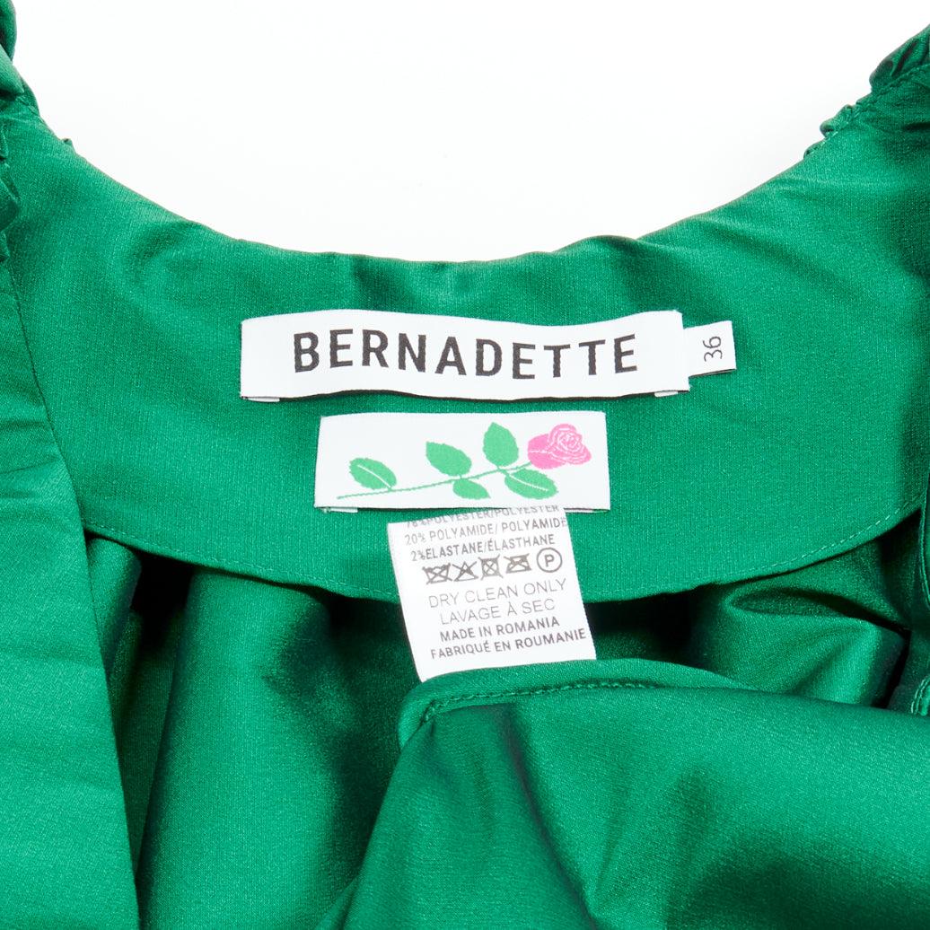 BERNADETTE green puff sleeves scoop neck raglan balloon midi dress IT36 XXS 5