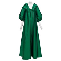 BERNADETTE - Robe midi en raglan à manches bouffantes et col bénitier vert, taille IT 36 XXS