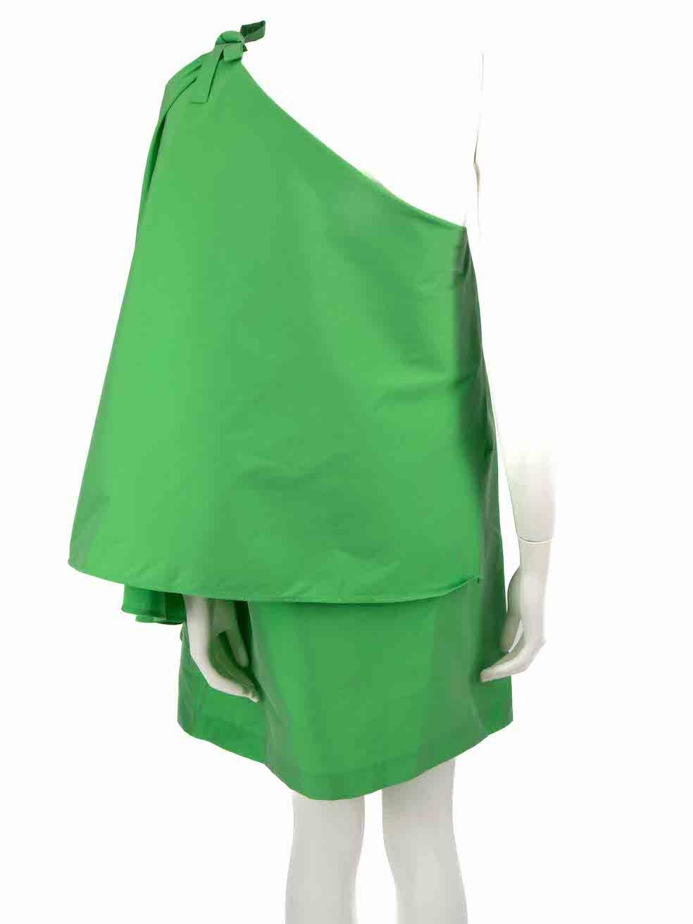 Bernadette Green Taffeta One-Shoulder Ruffle Mini Dress Size XL In New Condition For Sale In London, GB