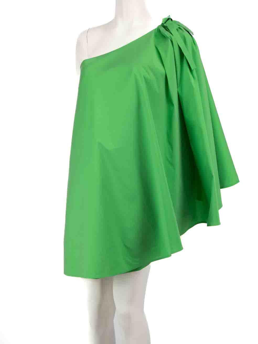 Women's Bernadette Green Taffeta One-Shoulder Ruffle Mini Dress Size XL For Sale