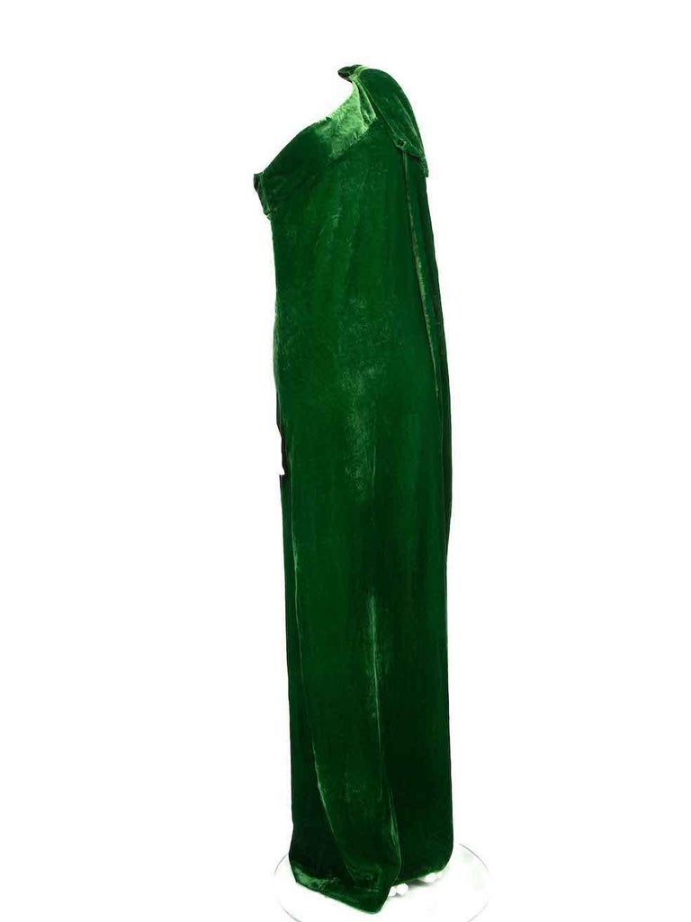 Bernadette Green Velvet One Shoulder Gown Size M at 1stDibs