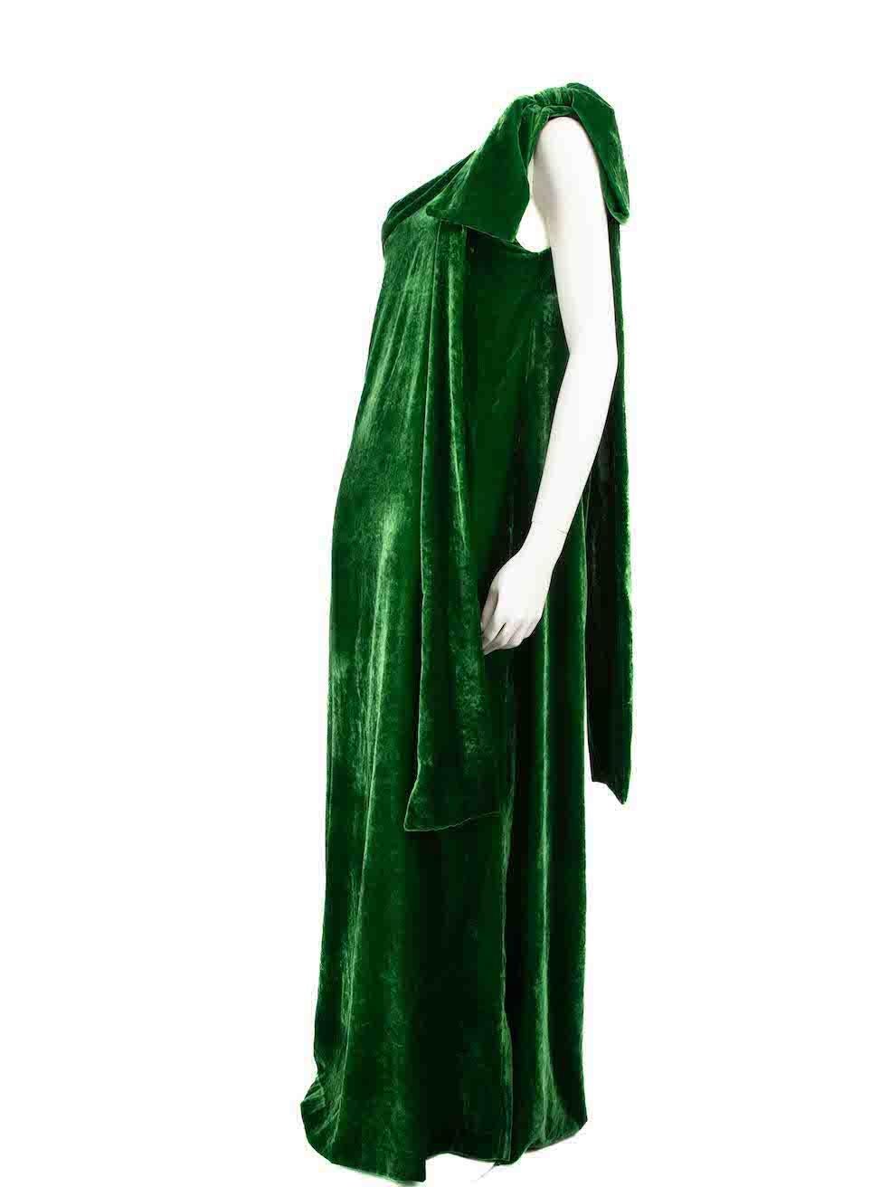 Women's Bernadette Green Velvet One Shoulder Gown Size M