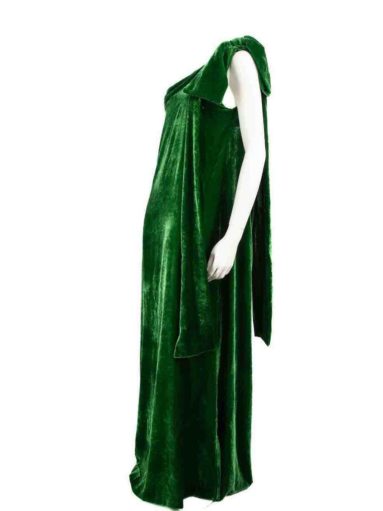 Bernadette Green Velvet One Shoulder Gown Size M at 1stDibs