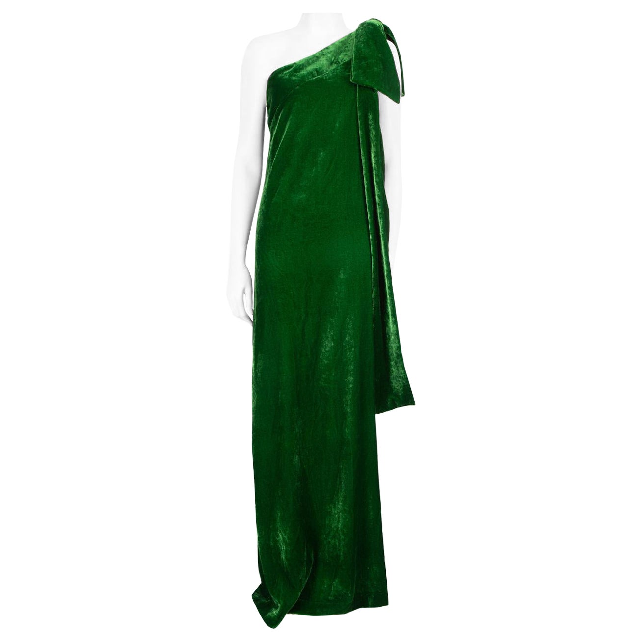 Bernadette Green Velvet One Shoulder Gown Size M
