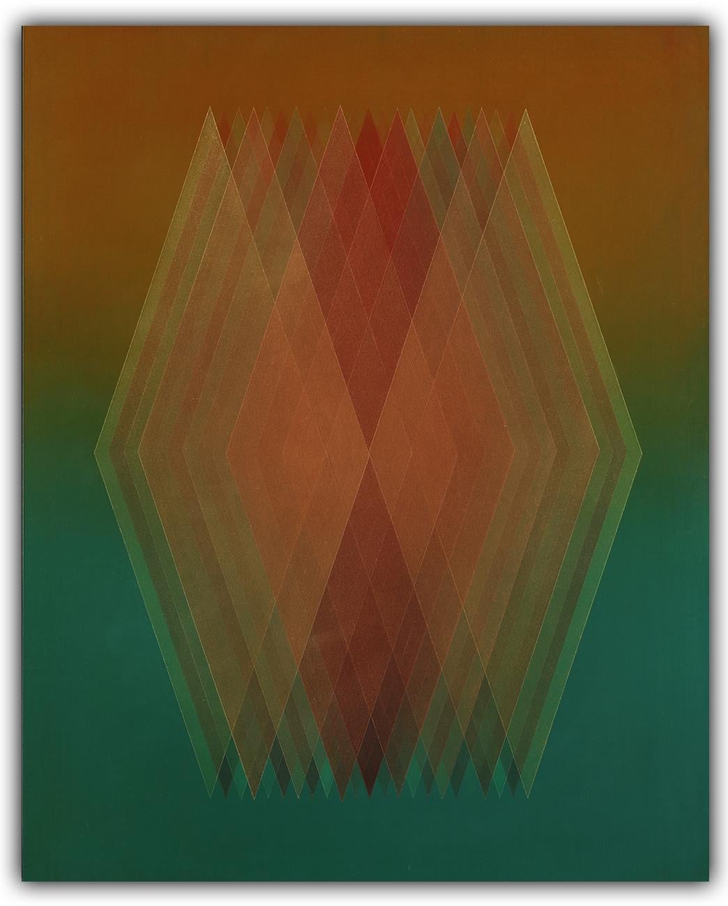 Bernadette Jiyong Frank Abstract Painting - Prism (Copper Orange-Green) (Abstract painting)