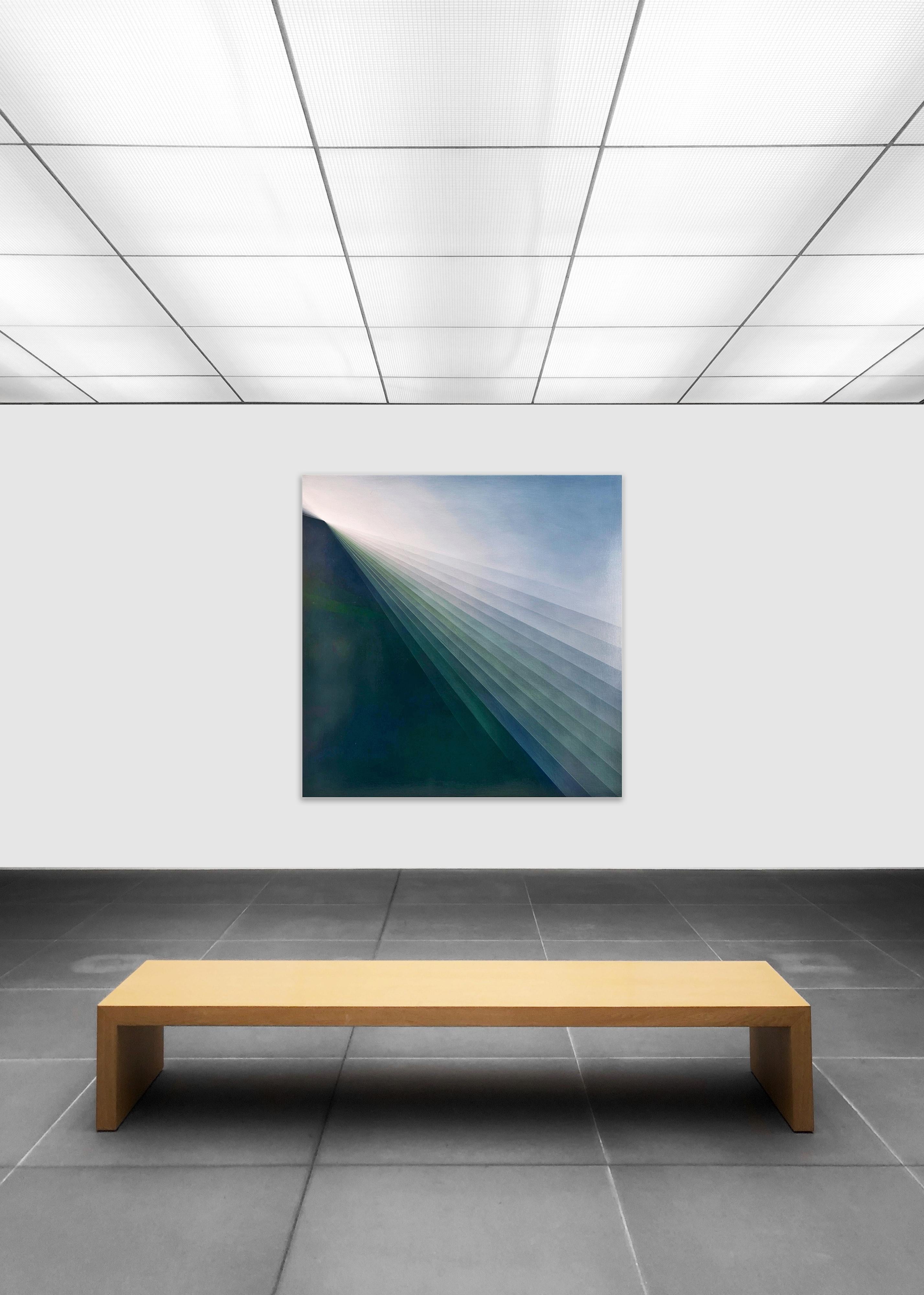 Refraction Green by Bernadette Jiyong Frank - Contemporary abstract oil painting For Sale 9