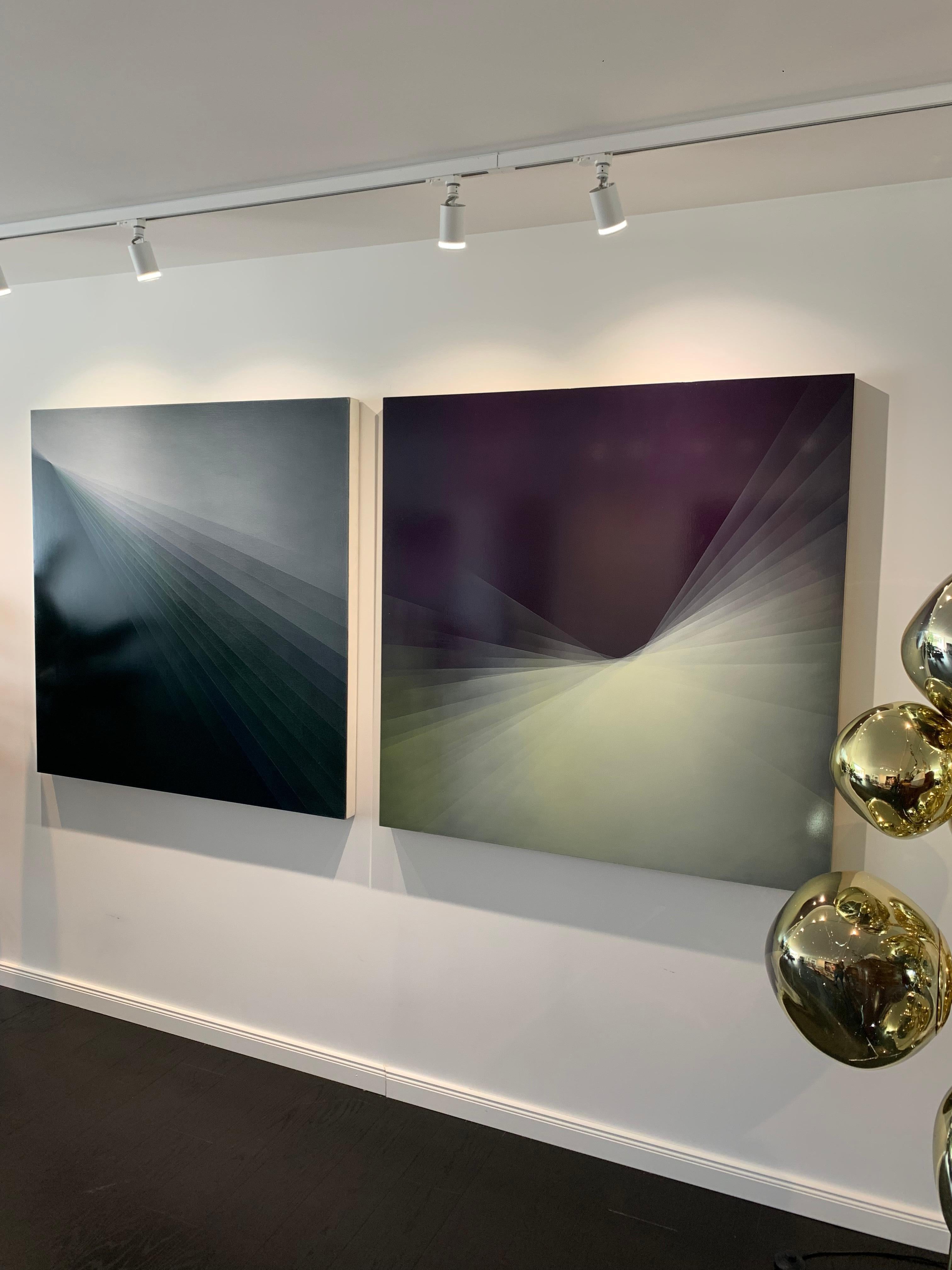 Refraction Green by Bernadette Jiyong Frank - Contemporary abstract oil painting For Sale 13