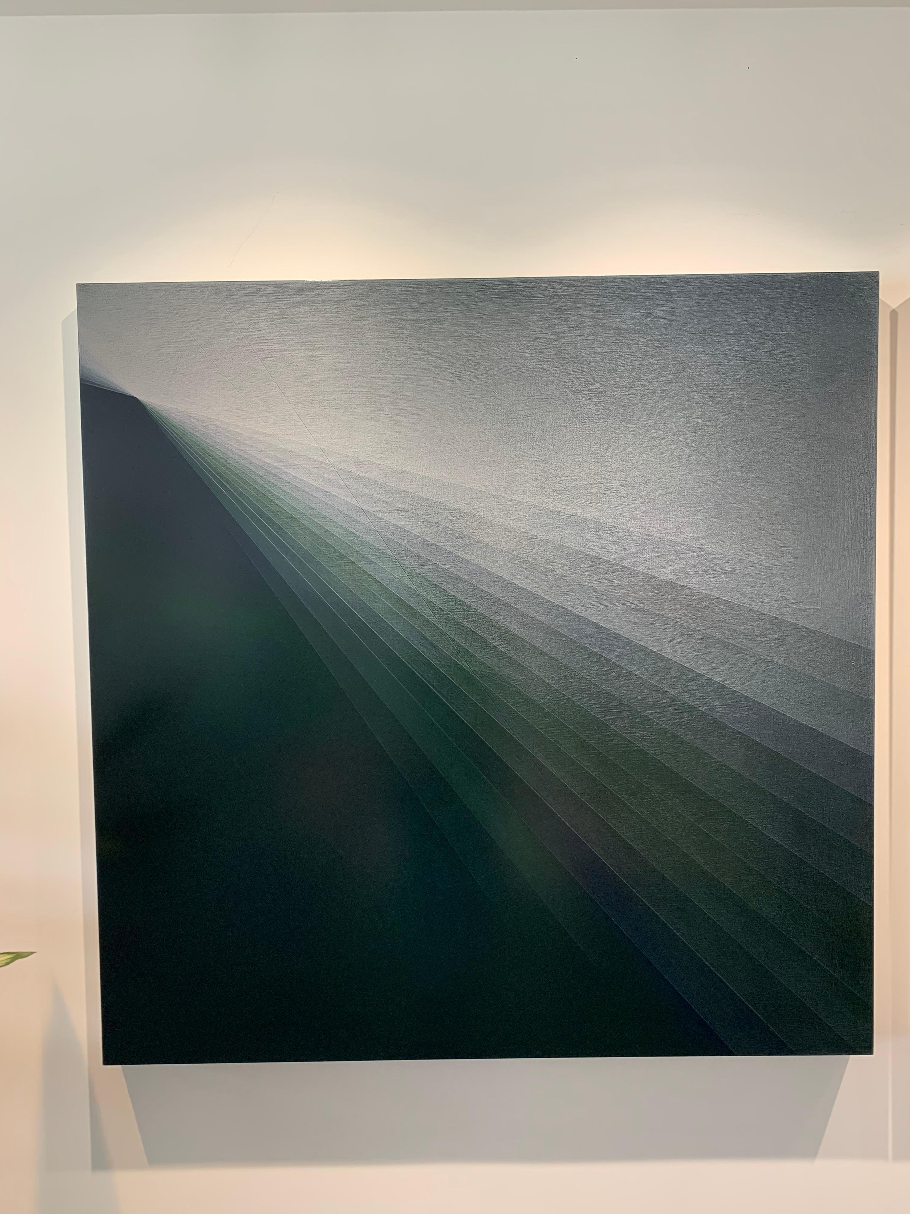 Refraction Green by Bernadette Jiyong Frank - Contemporary abstract oil painting For Sale 14