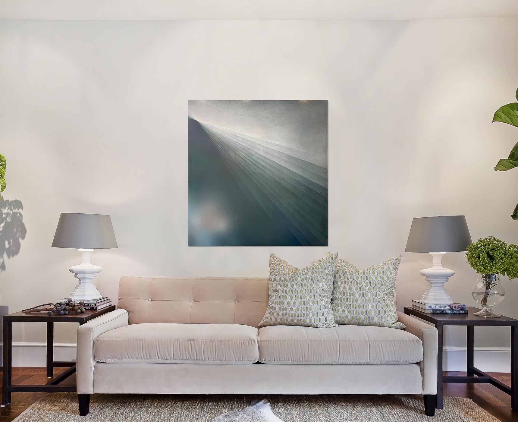 Refraction Green by Bernadette Jiyong Frank - Contemporary abstract oil painting For Sale 15