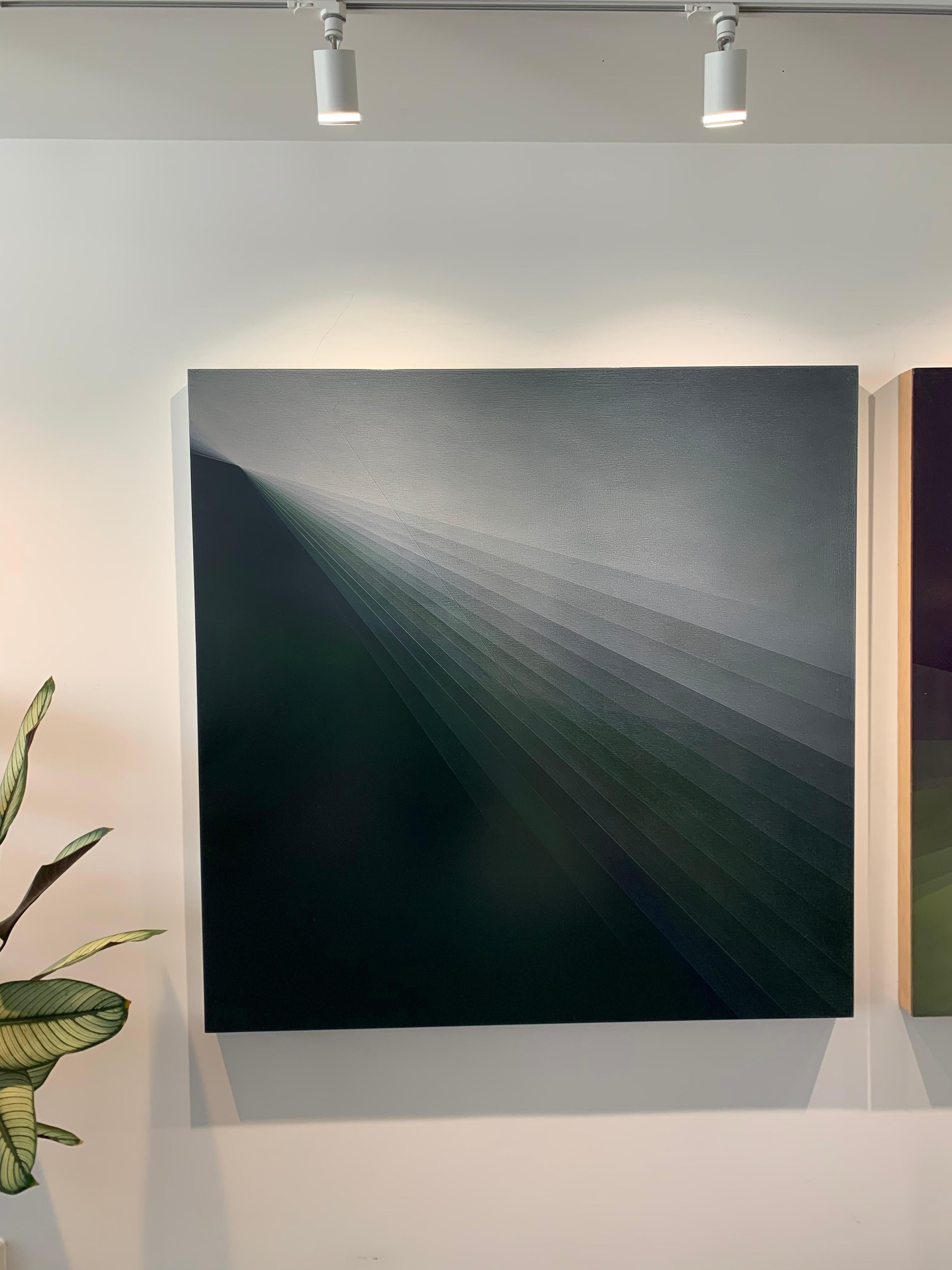 Refraction Green by Bernadette Jiyong Frank - Contemporary abstract oil painting For Sale 16