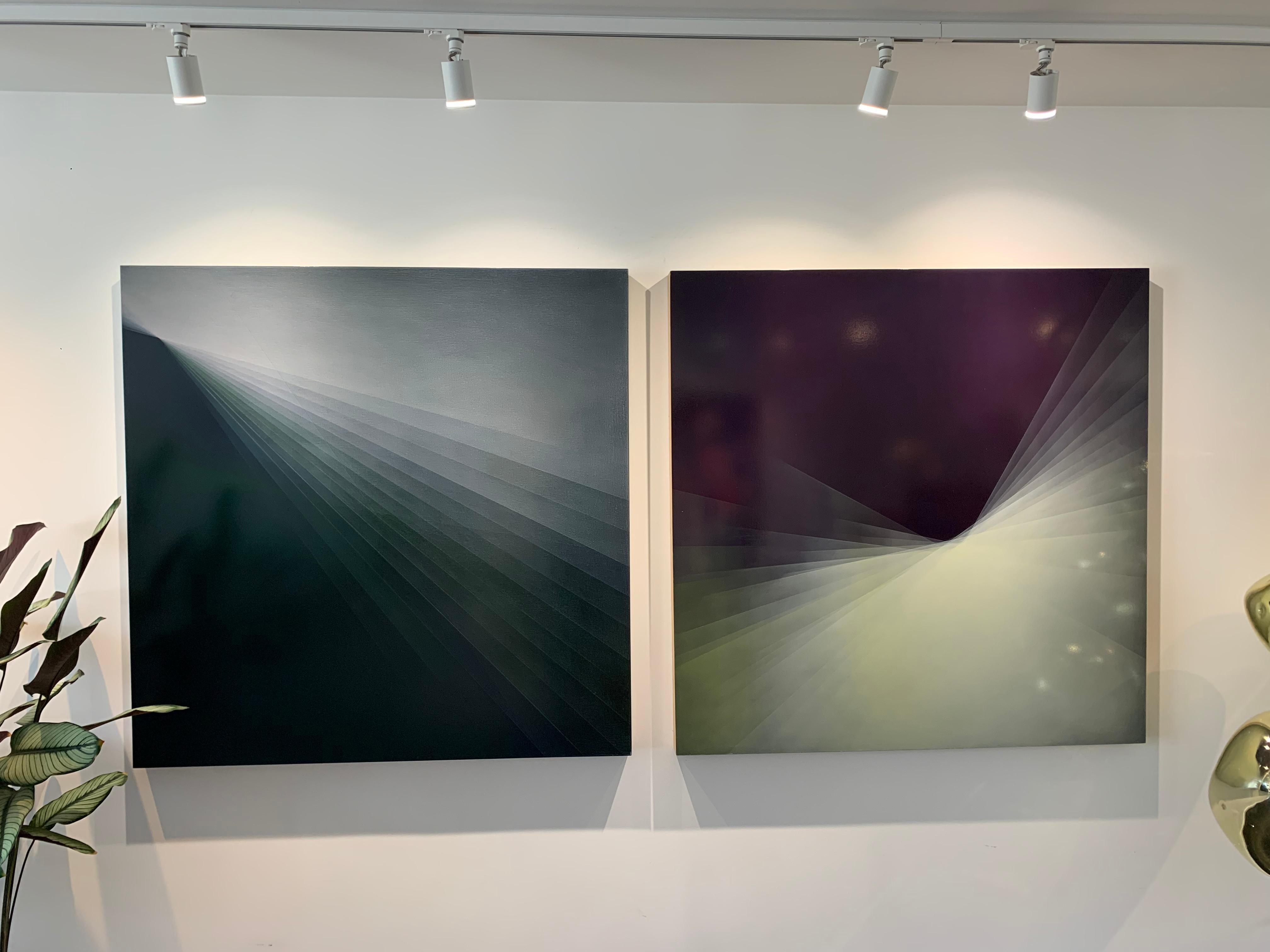 Refraction Green by Bernadette Jiyong Frank - Contemporary abstract oil painting For Sale 17