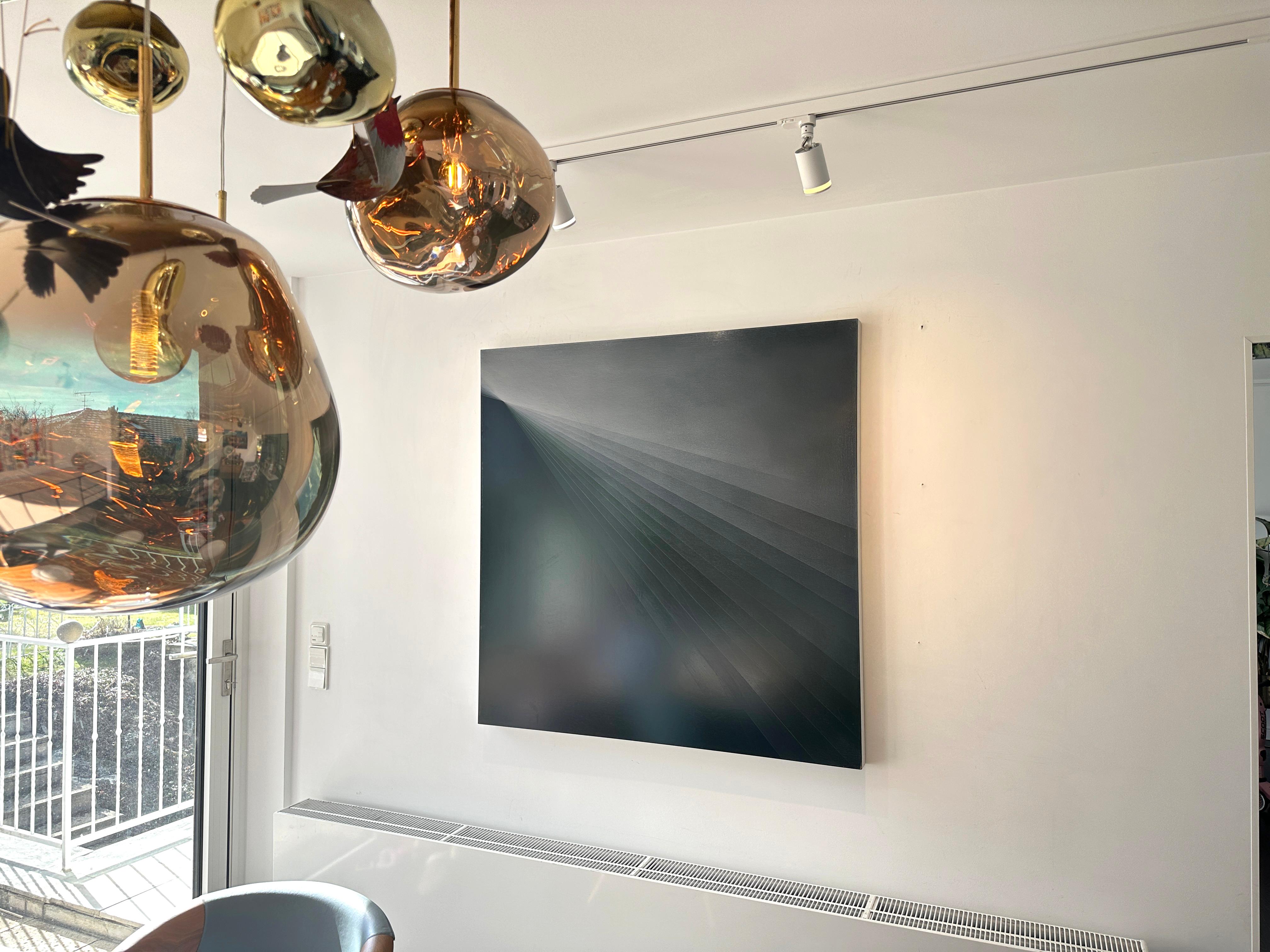 Refraction Green by Bernadette Jiyong Frank - Contemporary abstract oil painting For Sale 19