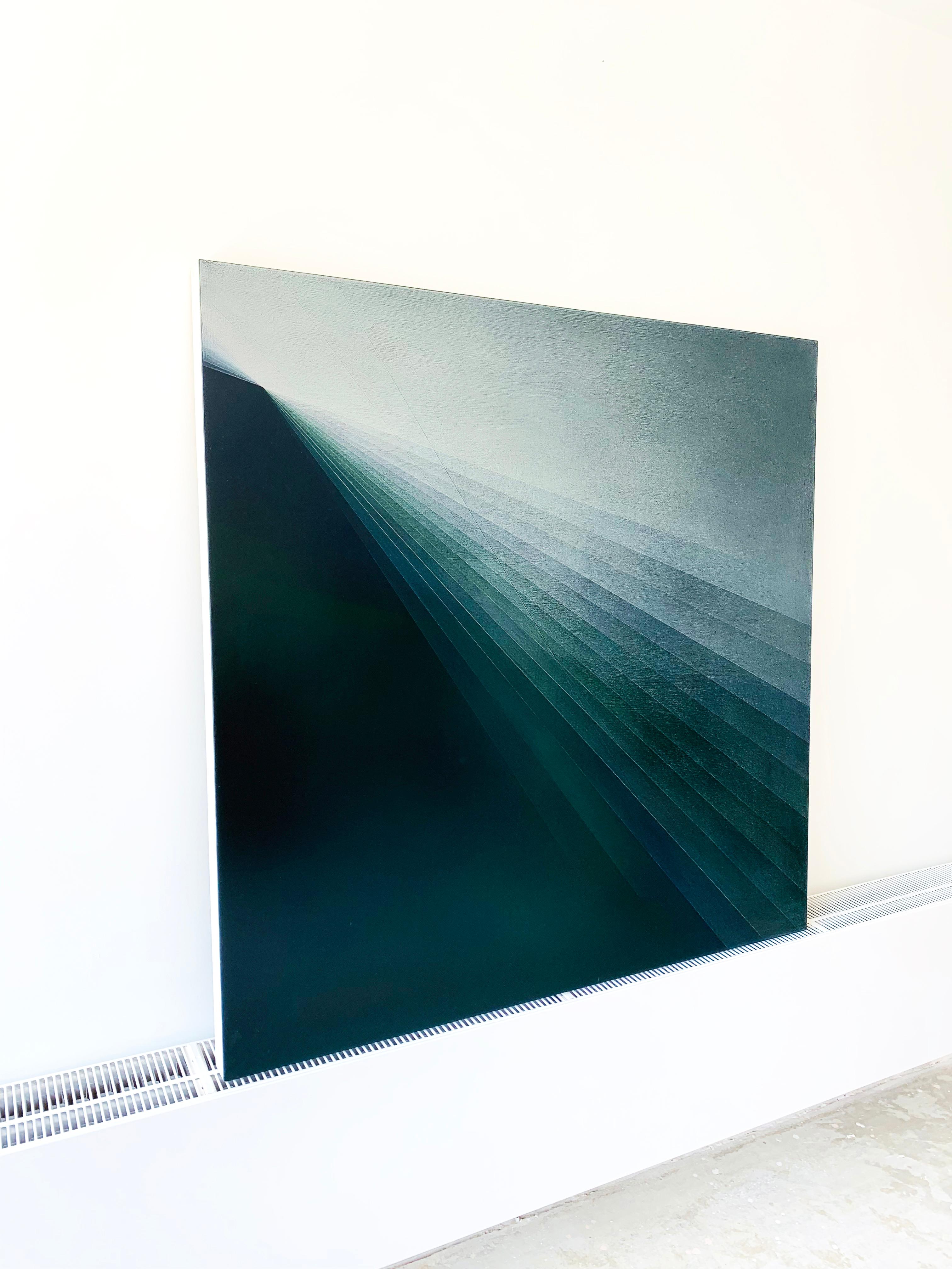 Refraction Green by Bernadette Jiyong Frank - Contemporary abstract oil painting For Sale 2