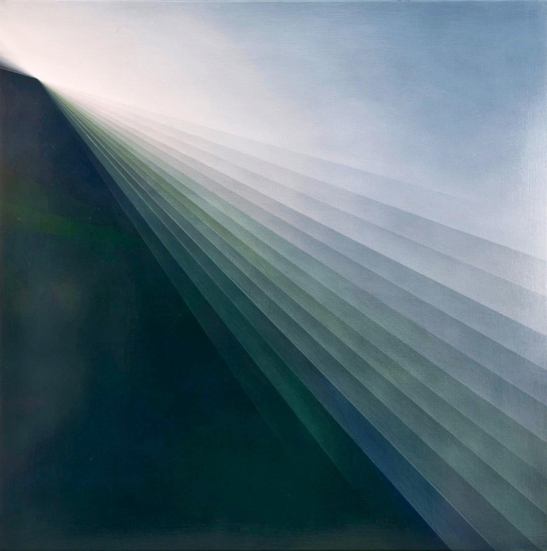 Refraction Green by Bernadette Jiyong Frank - Contemporary abstract oil painting For Sale 4