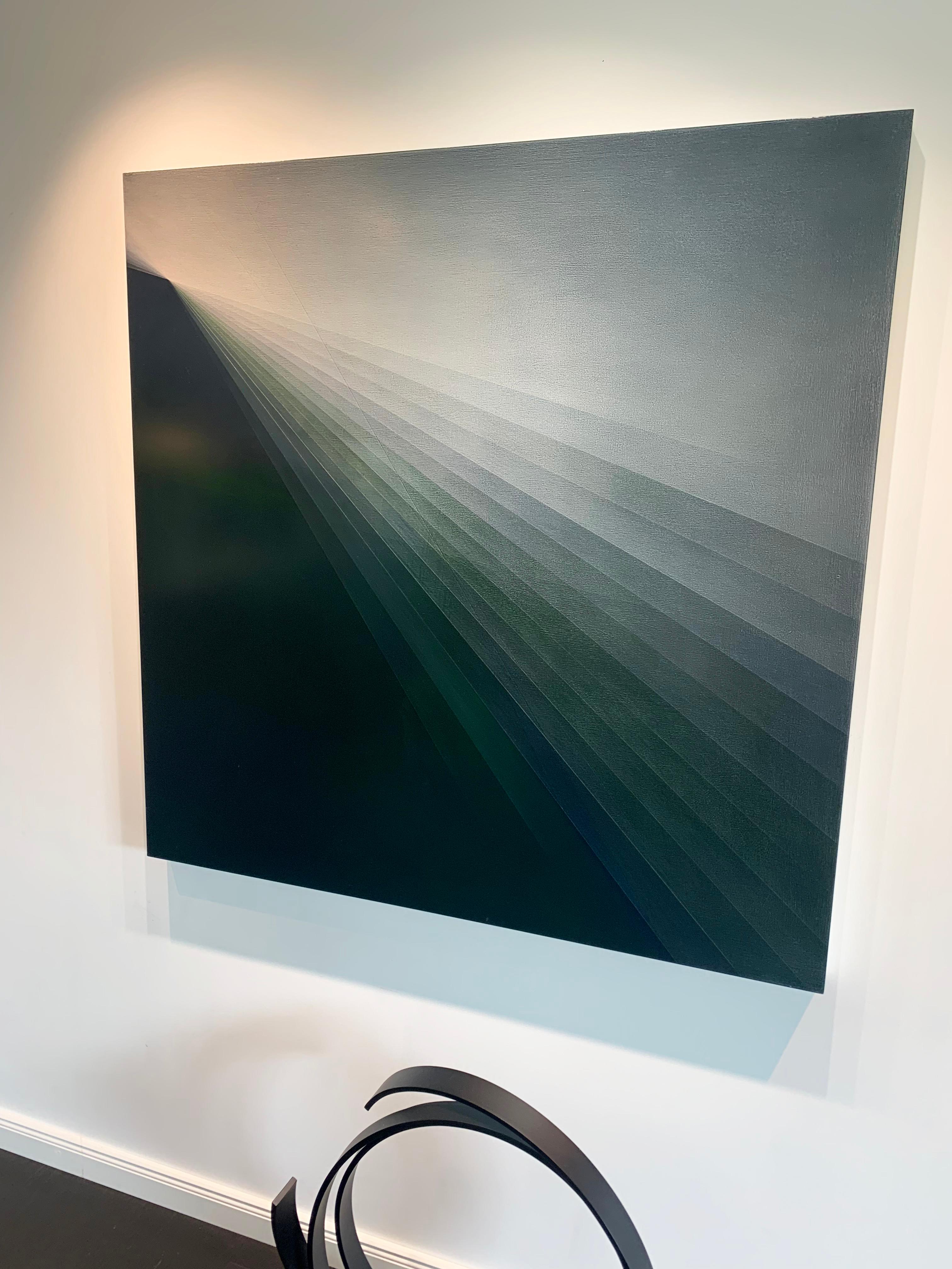 Refraction Green by Bernadette Jiyong Frank - Contemporary abstract oil painting For Sale 6