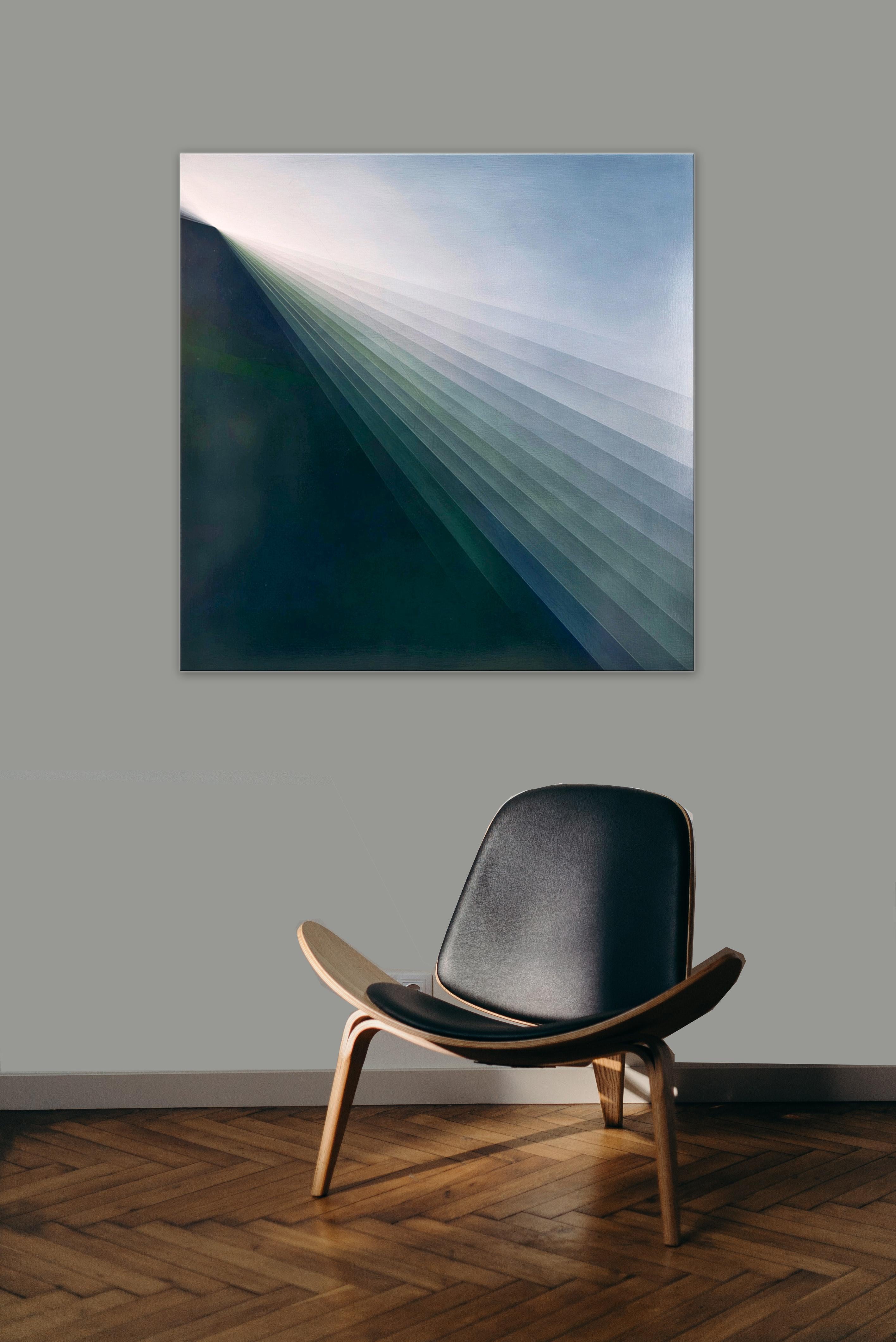 Refraction Green by Bernadette Jiyong Frank - Contemporary abstract oil painting For Sale 8