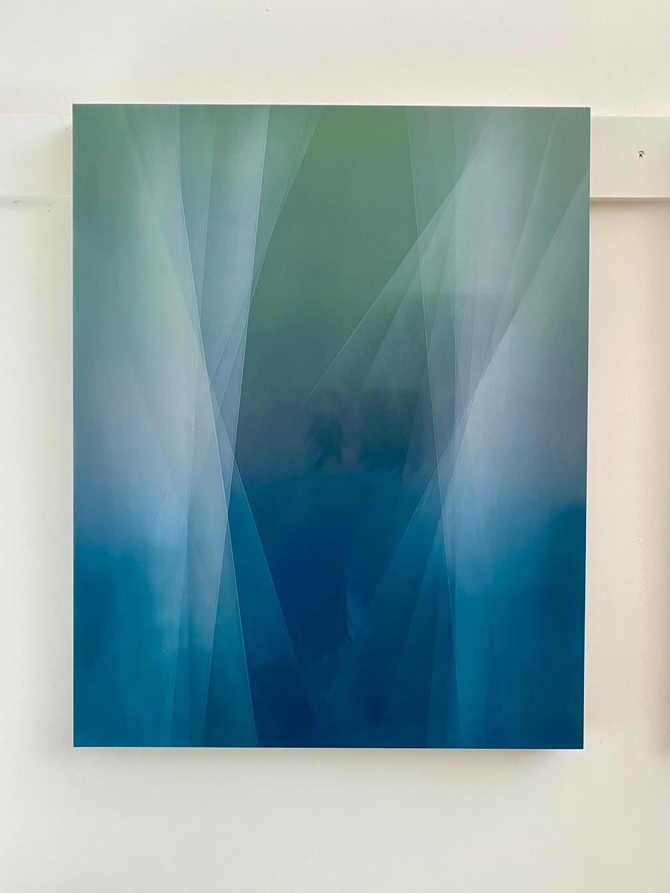 Refraction of Blue and Green by Bernadette Jiyong Frank - Contemporary Painting For Sale 1