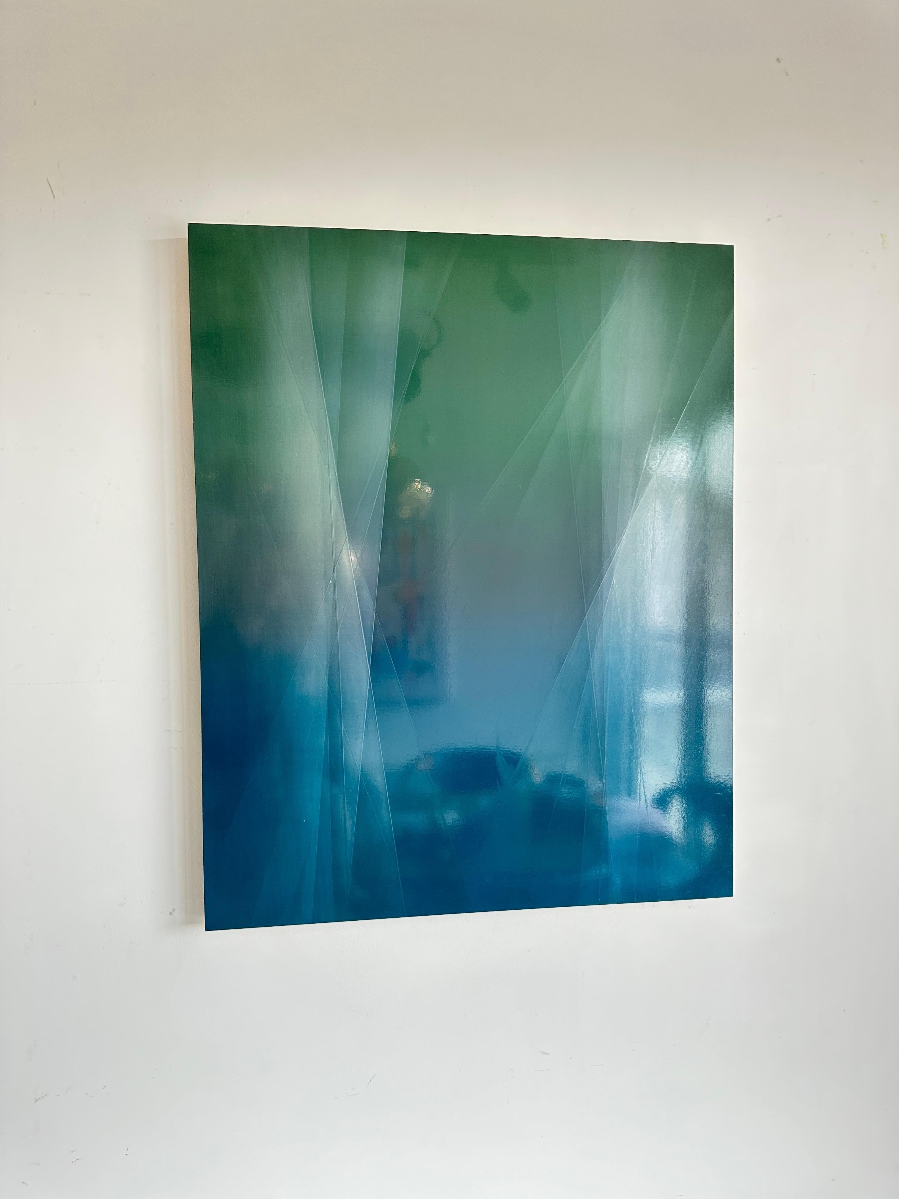 Refraction of Blue and Green by Bernadette Jiyong Frank - Contemporary Painting For Sale 2