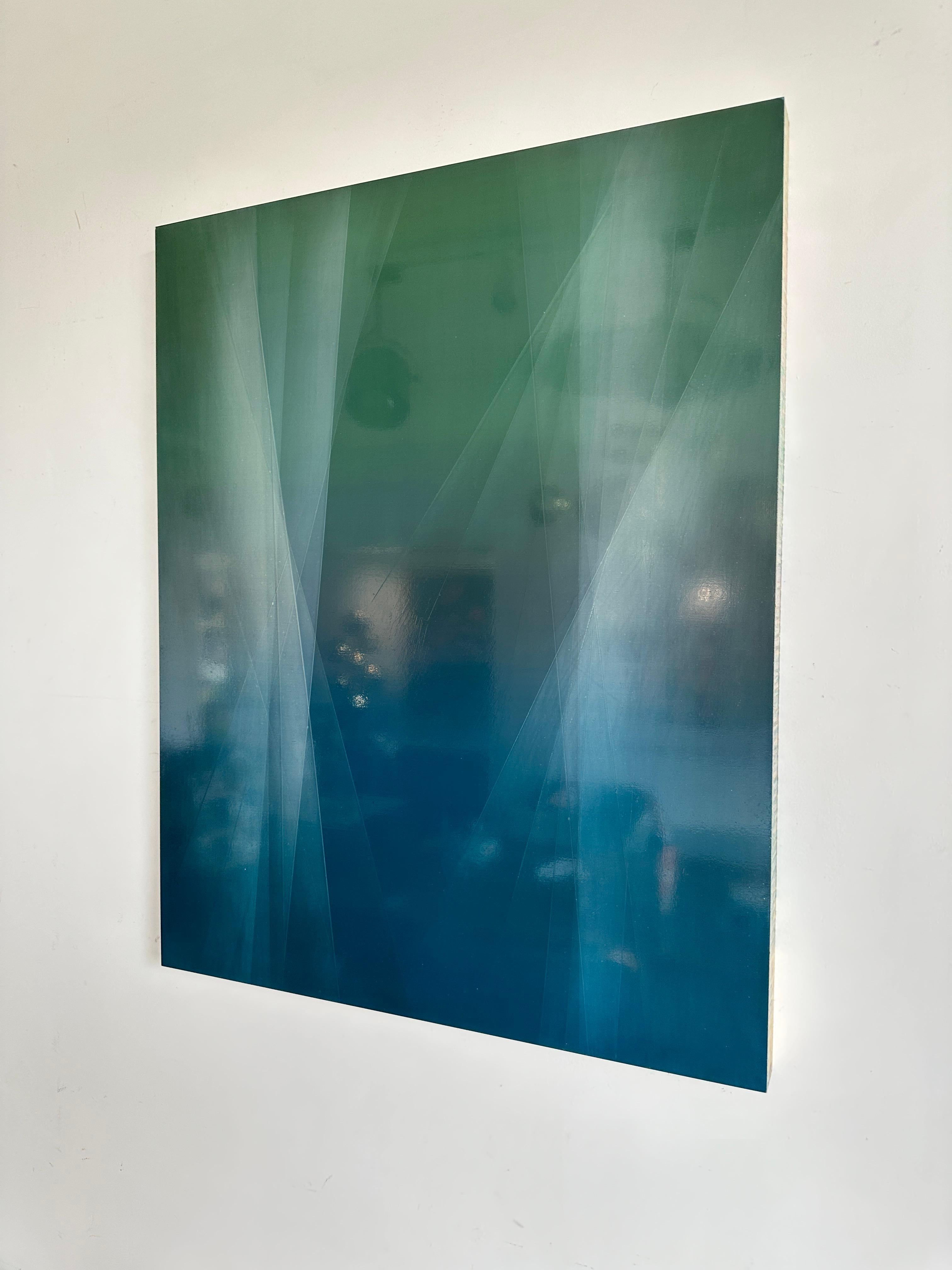 Refraction of Blue and Green by Bernadette Jiyong Frank - Contemporary Painting For Sale 4