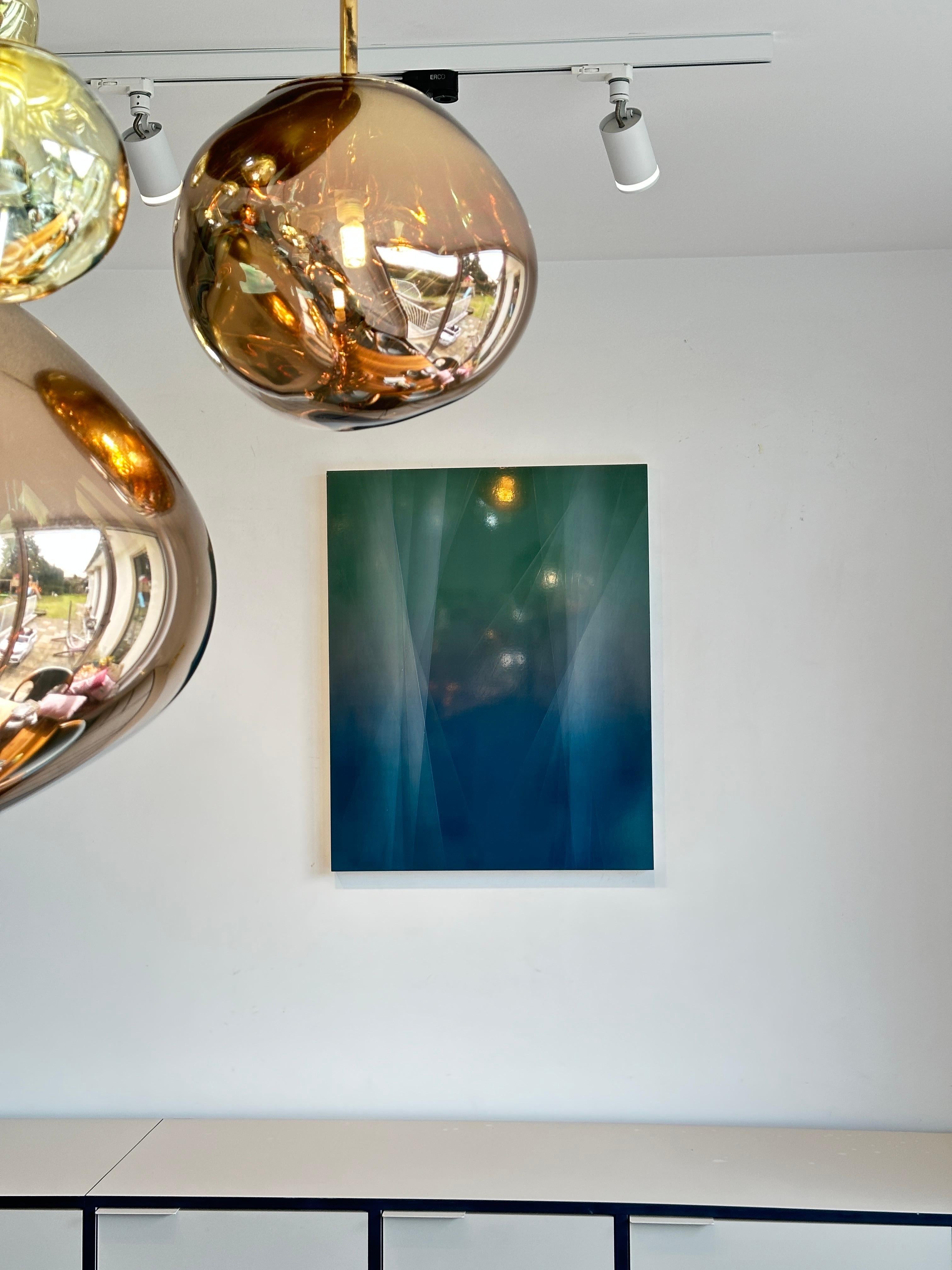 Refraction of Blue and Green by Bernadette Jiyong Frank - Contemporary Painting For Sale 5