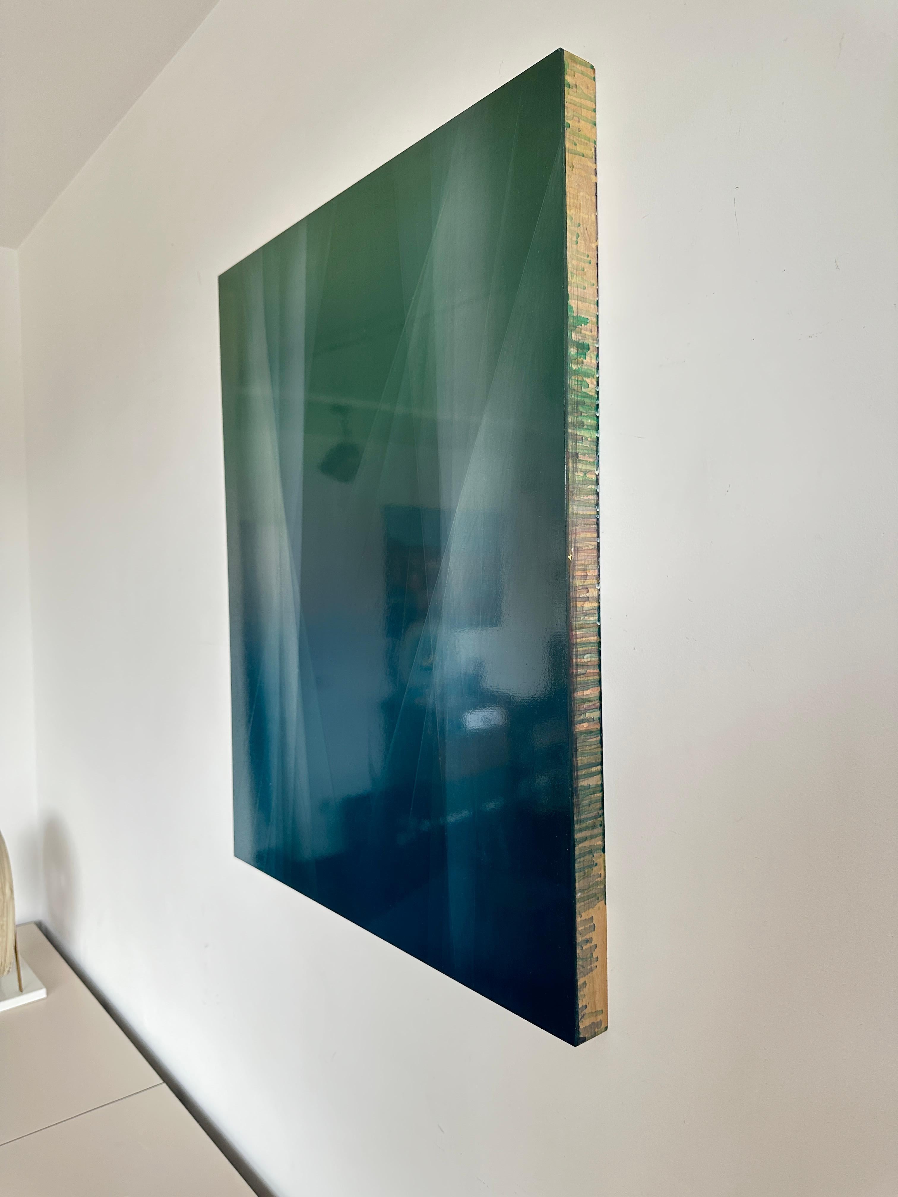 Refraction of Blue and Green by Bernadette Jiyong Frank - Contemporary Painting For Sale 6