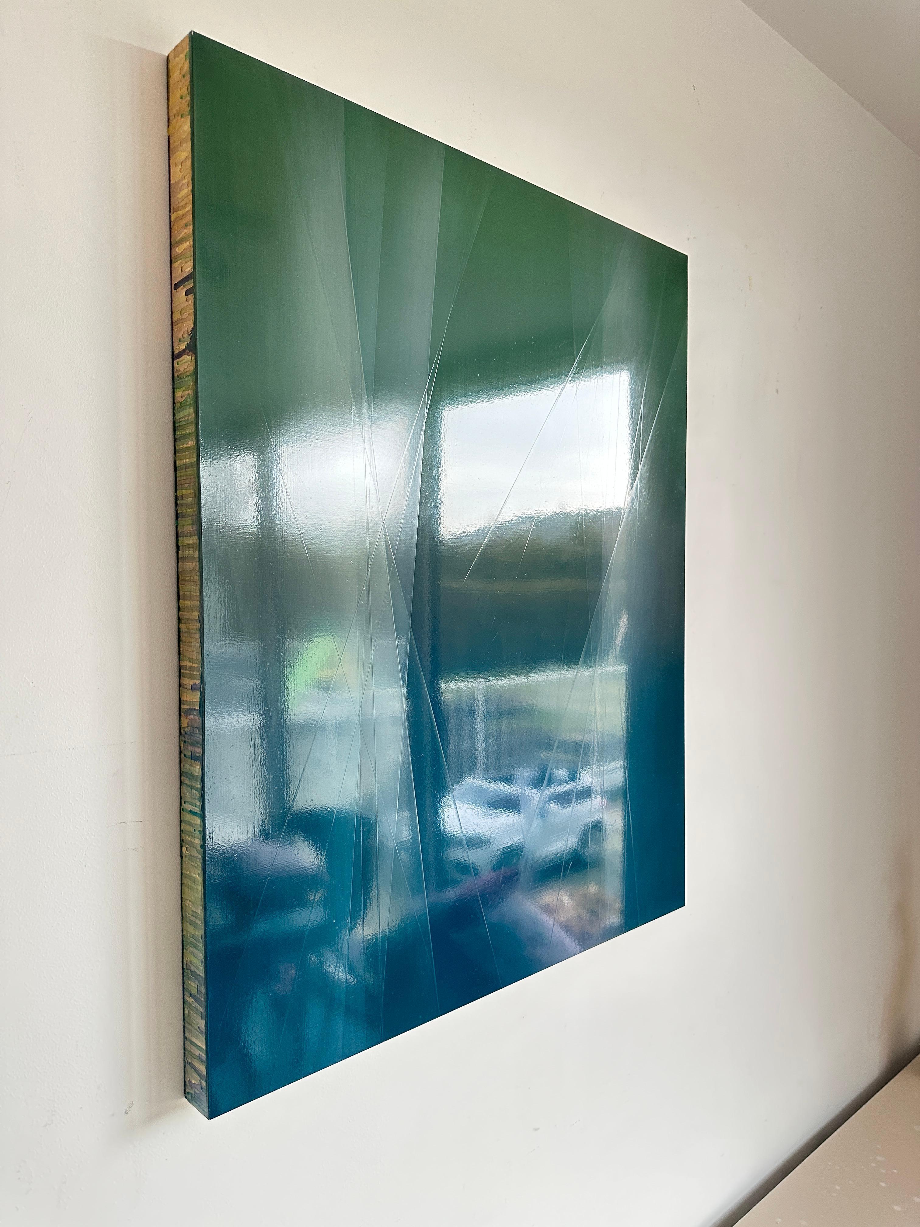 Refraction of Blue and Green by Bernadette Jiyong Frank - Contemporary Painting For Sale 8