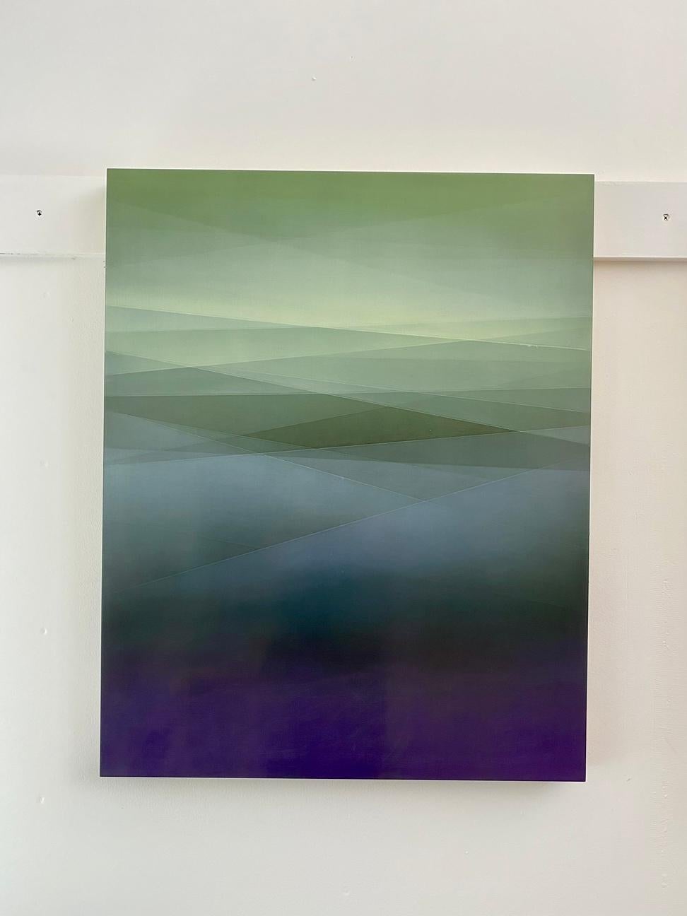 Refraction of Light Green by Bernadette Jiyong Frank - Contemporary Painting For Sale 1