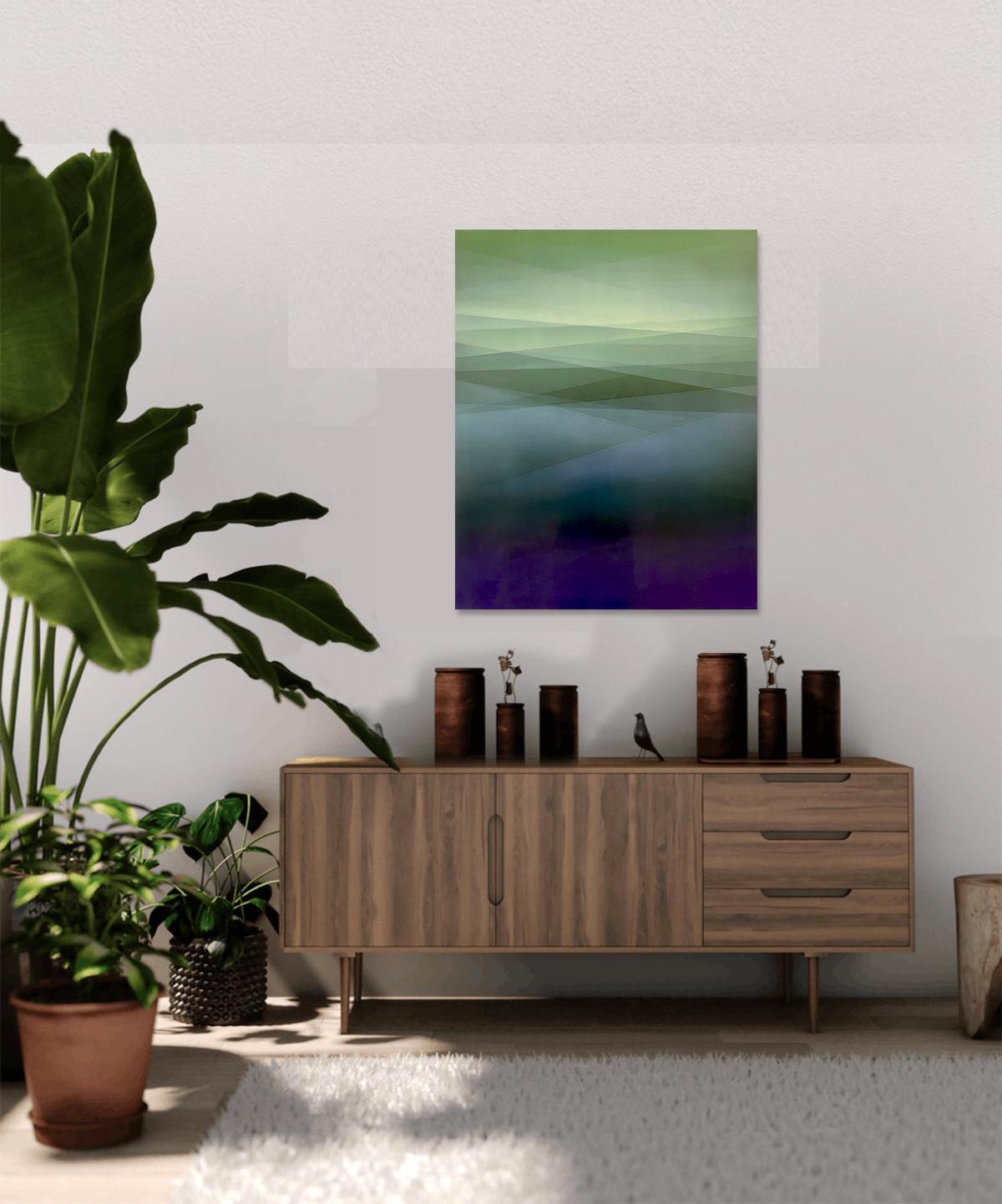 Refraction of Light Green by Bernadette Jiyong Frank - Contemporary Painting For Sale 3