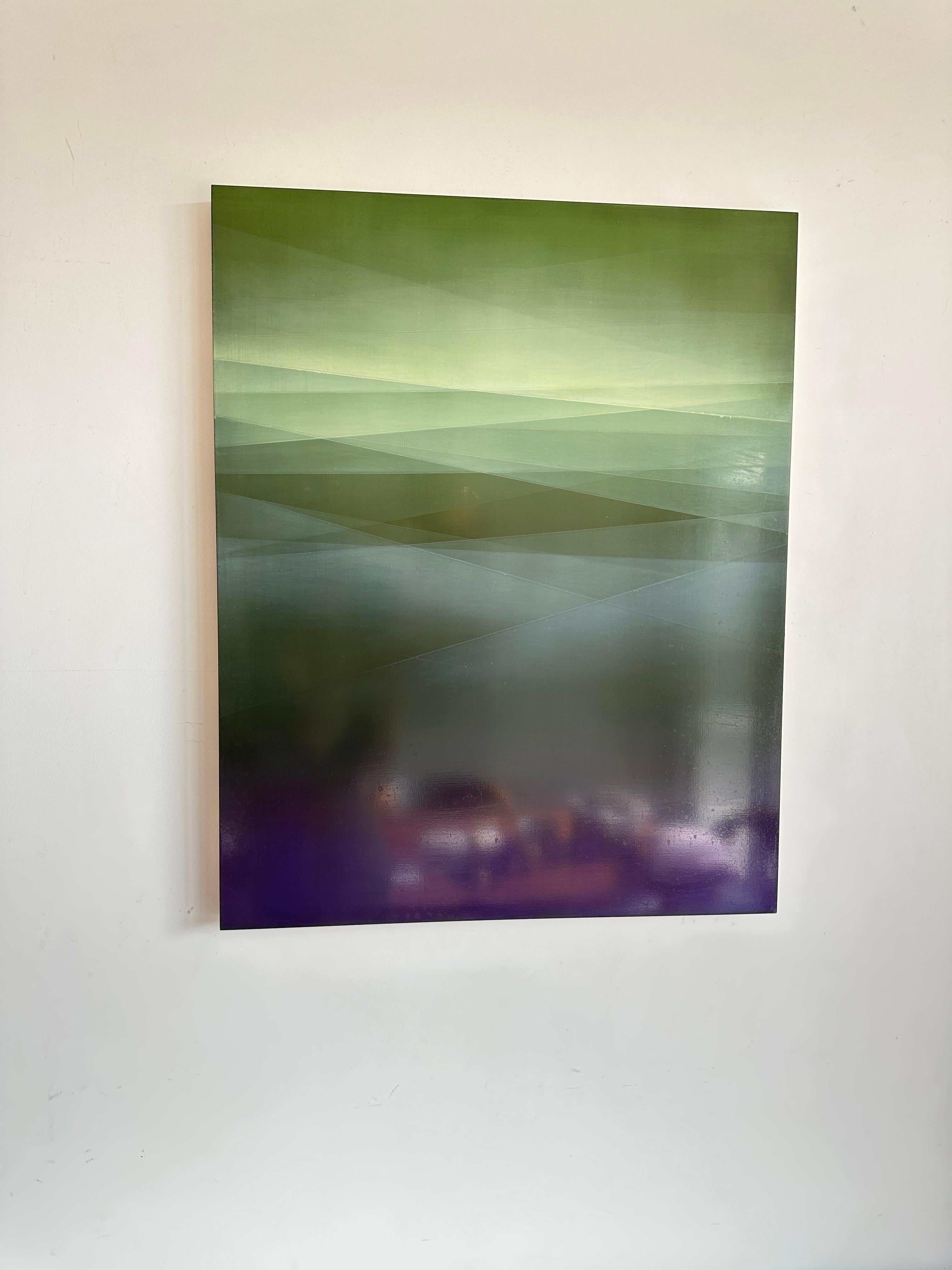 Refraction of Light Green by Bernadette Jiyong Frank - Contemporary Painting For Sale 4