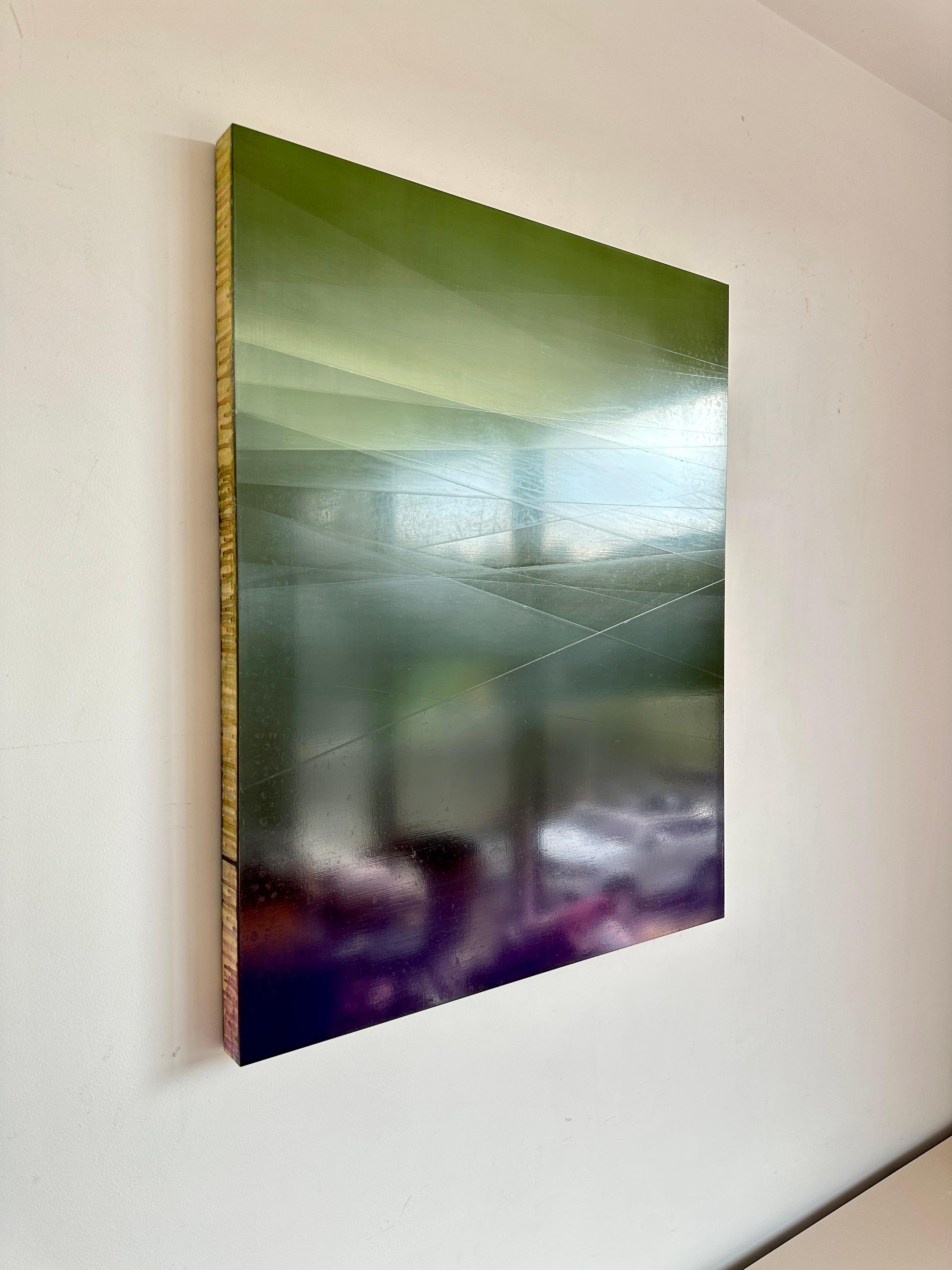 Refraction of Light Green by Bernadette Jiyong Frank - Contemporary Painting For Sale 7