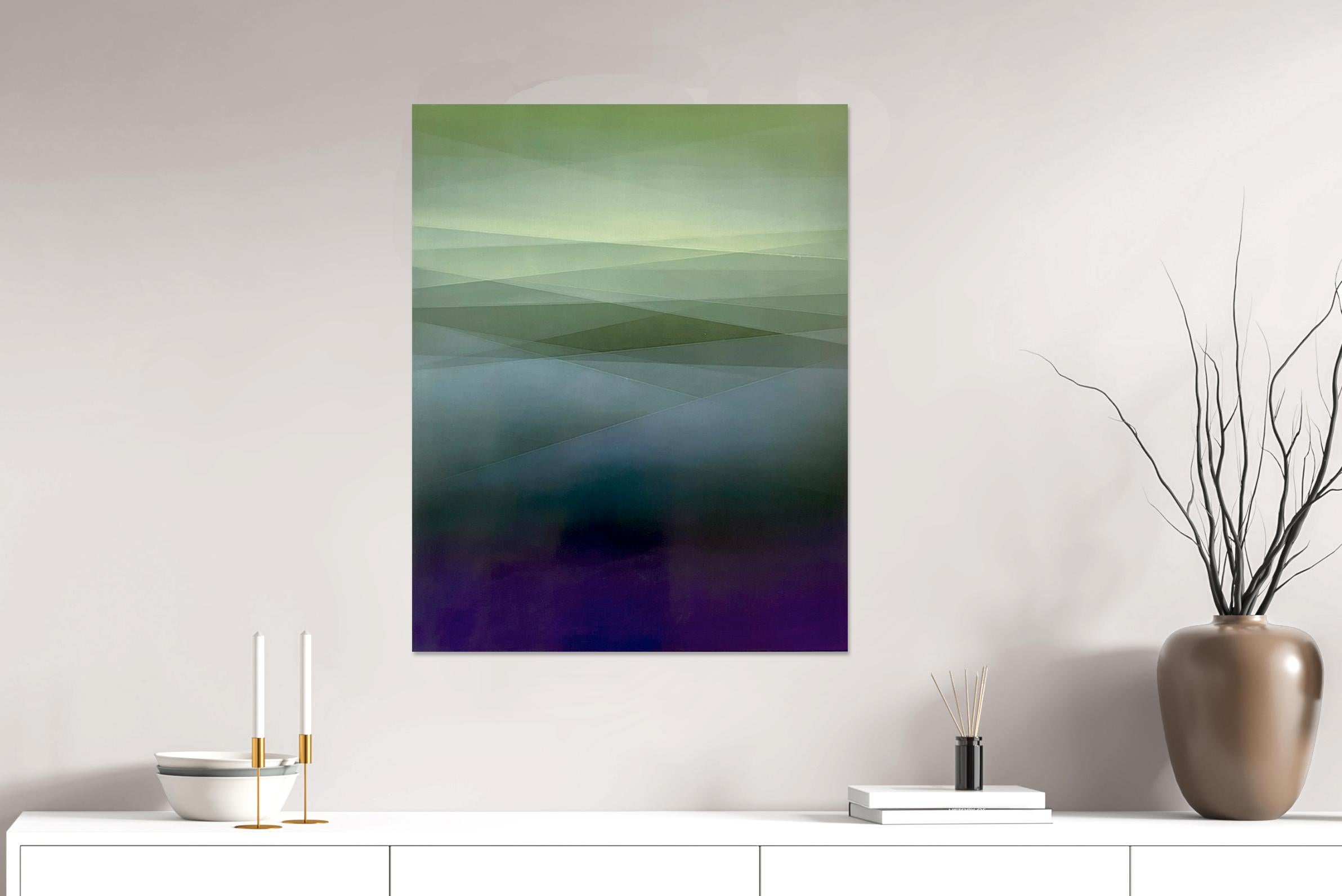 Refraction of Light Green by Bernadette Jiyong Frank - Contemporary Painting For Sale 8
