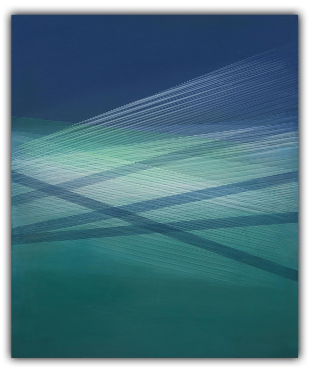 Bernadette Jiyong Frank Abstract Painting - Seascape (Indigo-Turquoise Green) (Abstract painting)