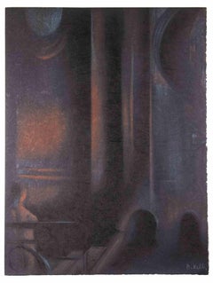 Intérieur avec chambre de nuit VVsion  - Techniques mixtes  par Bernadette Kelly - Années 1980
