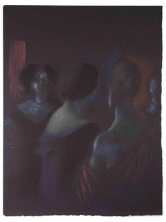 Shadowy Figures – Original Mixed Media von Bernadette Kelly – 1980er Jahre
