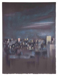 Vintage The Buildings in the Night - Mixed Media by Bernadette Kelly - 1980s