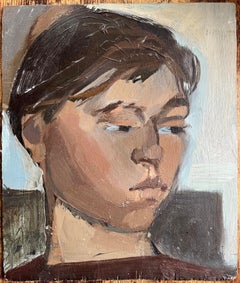 20th Century French Modernist Oil Painting of a Young Woman in Pensive Thought