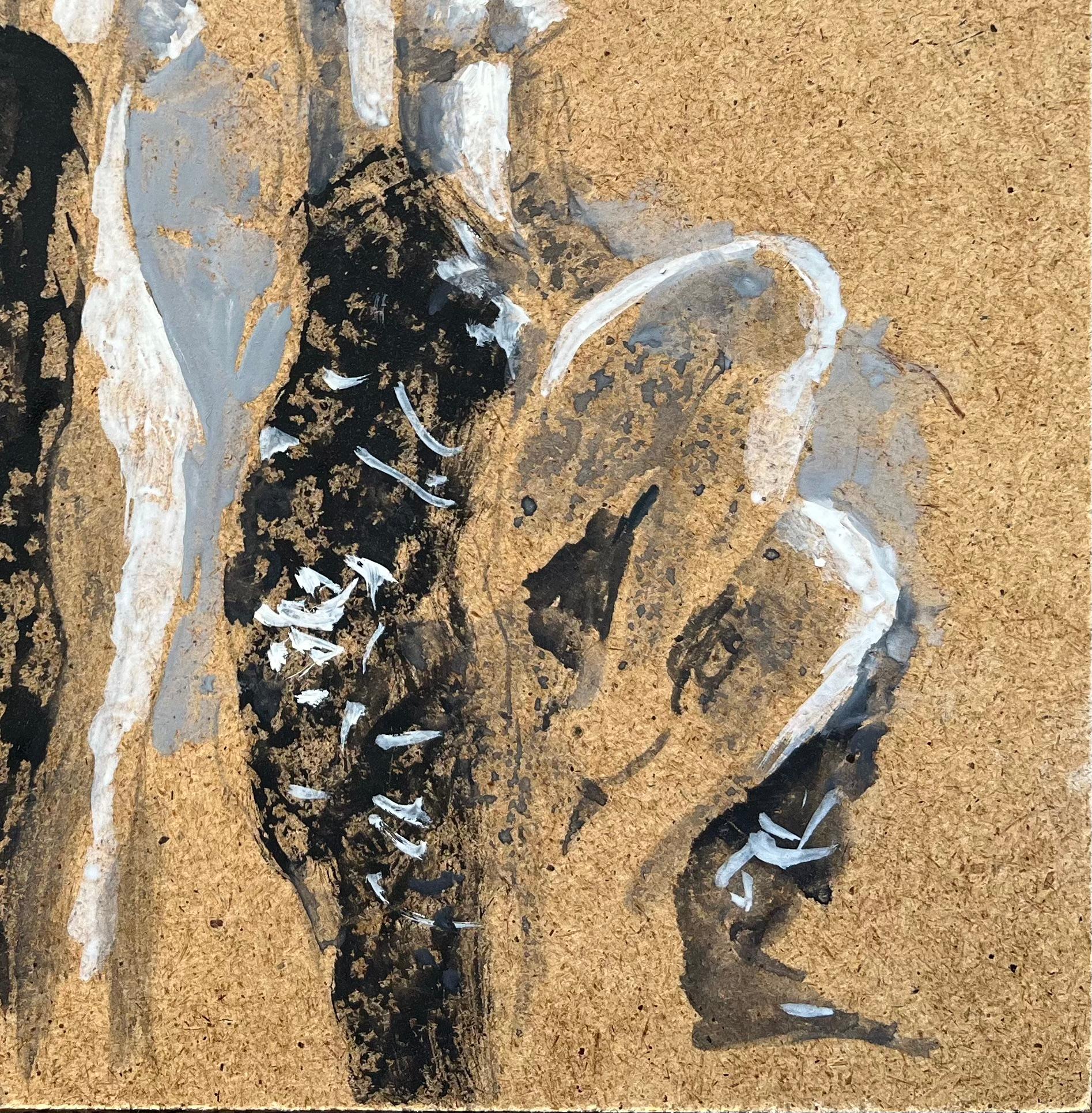 Óleo modernista francés del siglo XX Dos mujeres desnudas con túnicas negras en venta 1