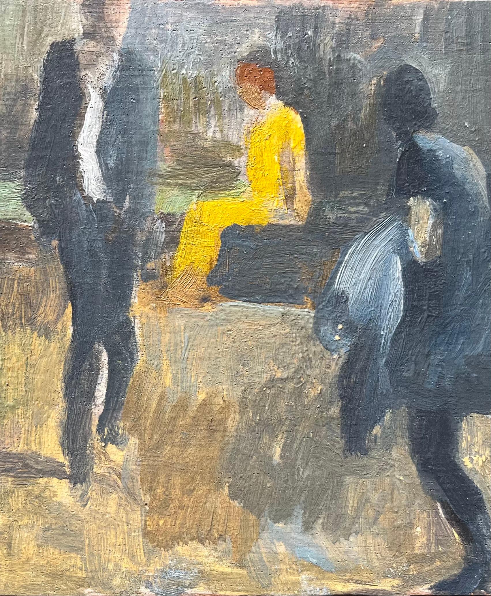 Titolo: Pittura a olio impressionista francese con figure eleganti in un parco
di Bernadette Kelly (francese, nata nel 1933)
Senza segno
Medium: pittura a olio su tavola, senza cornice
Dimensioni del dipinto: 4,75 pollici (altezza) x 8,75 pollici