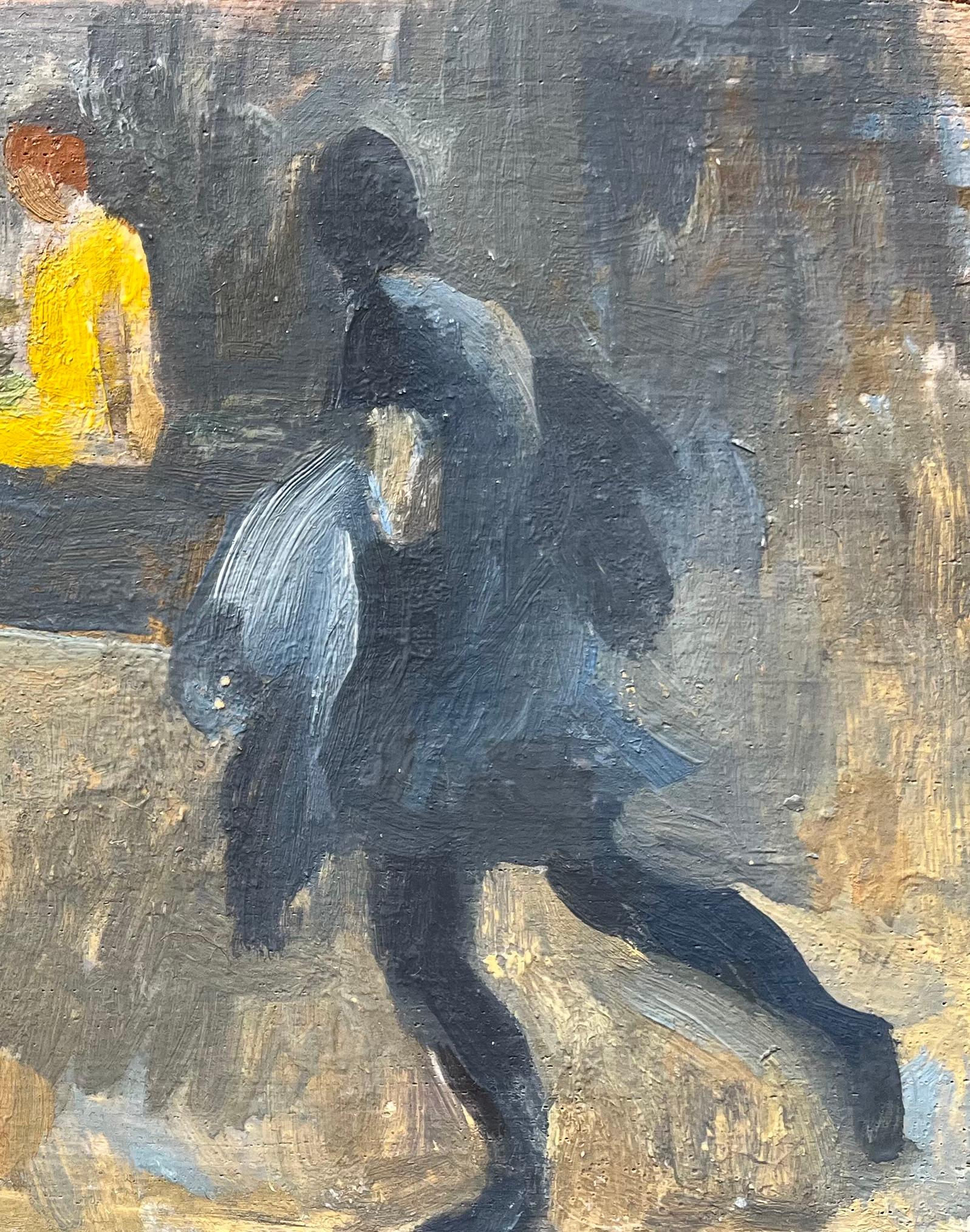Pittura a olio modernista francese del XX secolo con figure eleganti in un parco in vendita 1