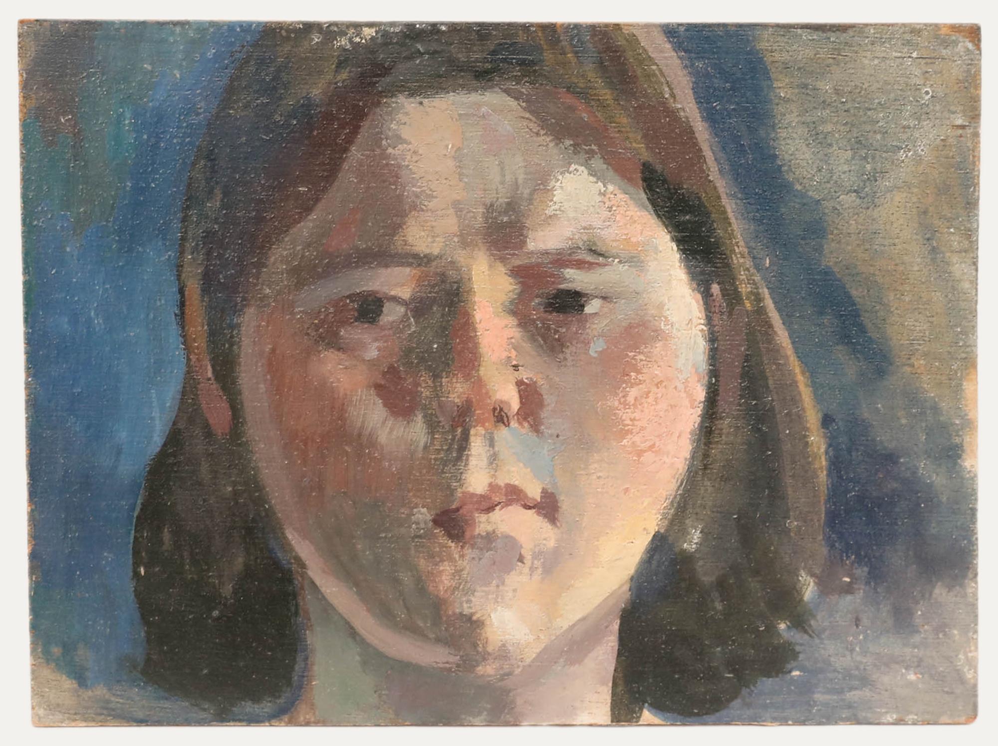 Bernadette Kelly (b.1933) - 20th Century Oil, A Serious Look For Sale 1
