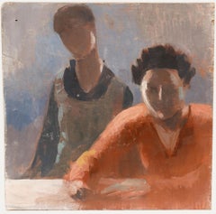 Bernadette Kelly (geb. 1933) – Ölgemälde, „Around The Table“, 20. Jahrhundert