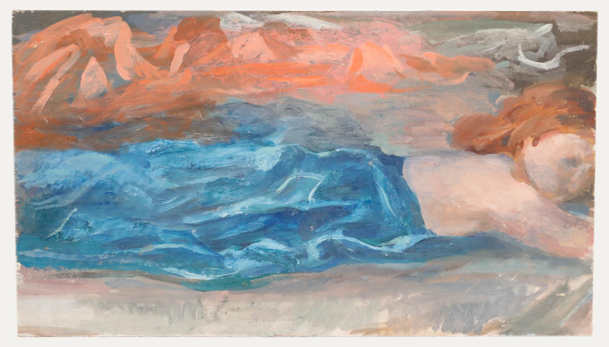 Bernadette Kelly (b.1933) - 20th Century Oil, Blue Blanket For Sale 1